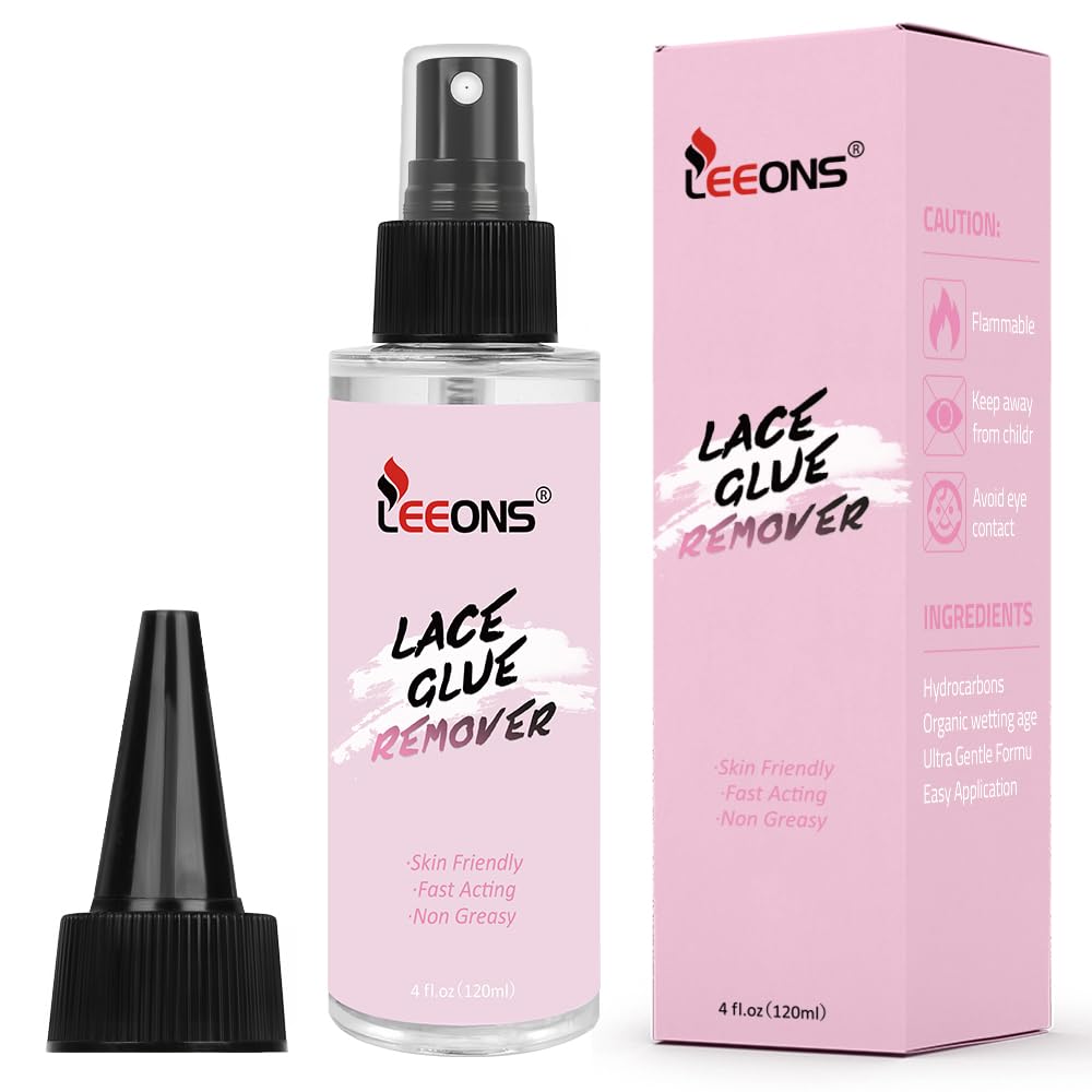 LEEONS lace wig remover spray bottle eases tape removal with gentle action.