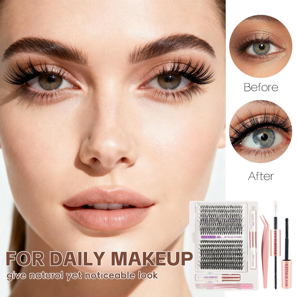 LEESKELASH 30D-40D lash clusters offer wispy volume with natural blend.