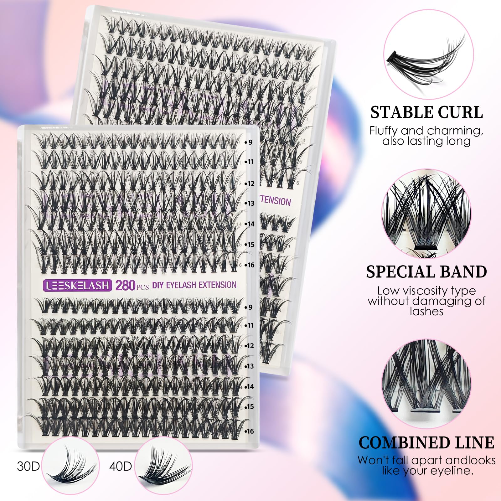 LEESKELASH bond and seal aid secure application and lasting wear.