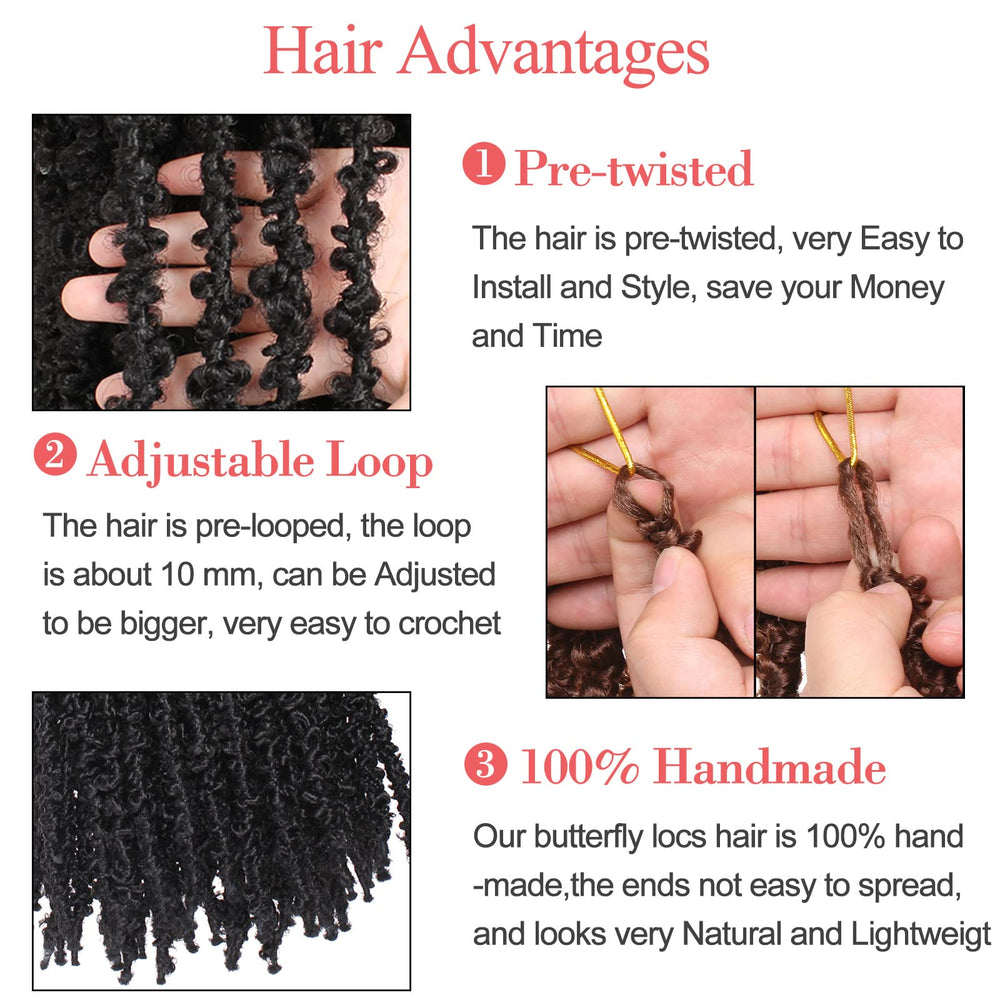 Leeven pre-looped butterfly locs packs enable fast, easy crochet installation.