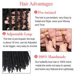 Leeven pre-looped butterfly locs packs enable fast, easy crochet installation.