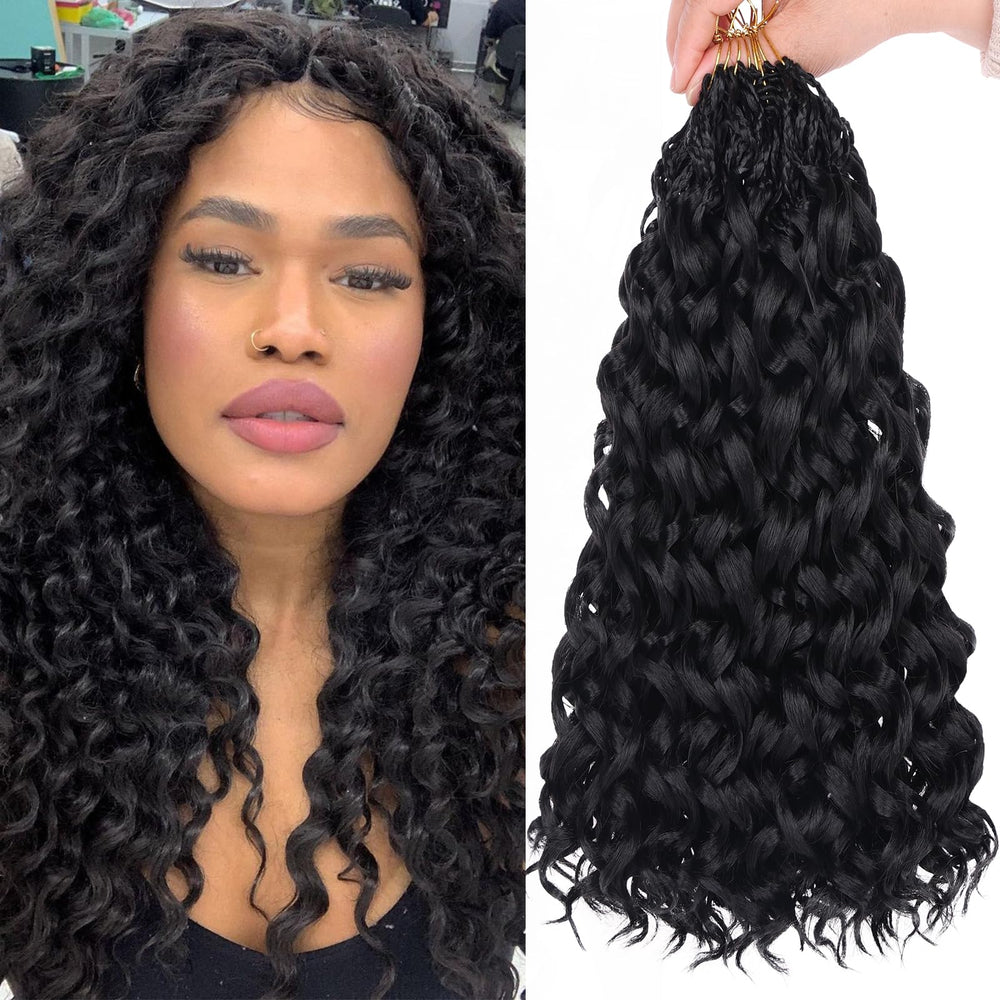 Leeven Gogo Curl ocean wave texture on deep twist goddess box braids