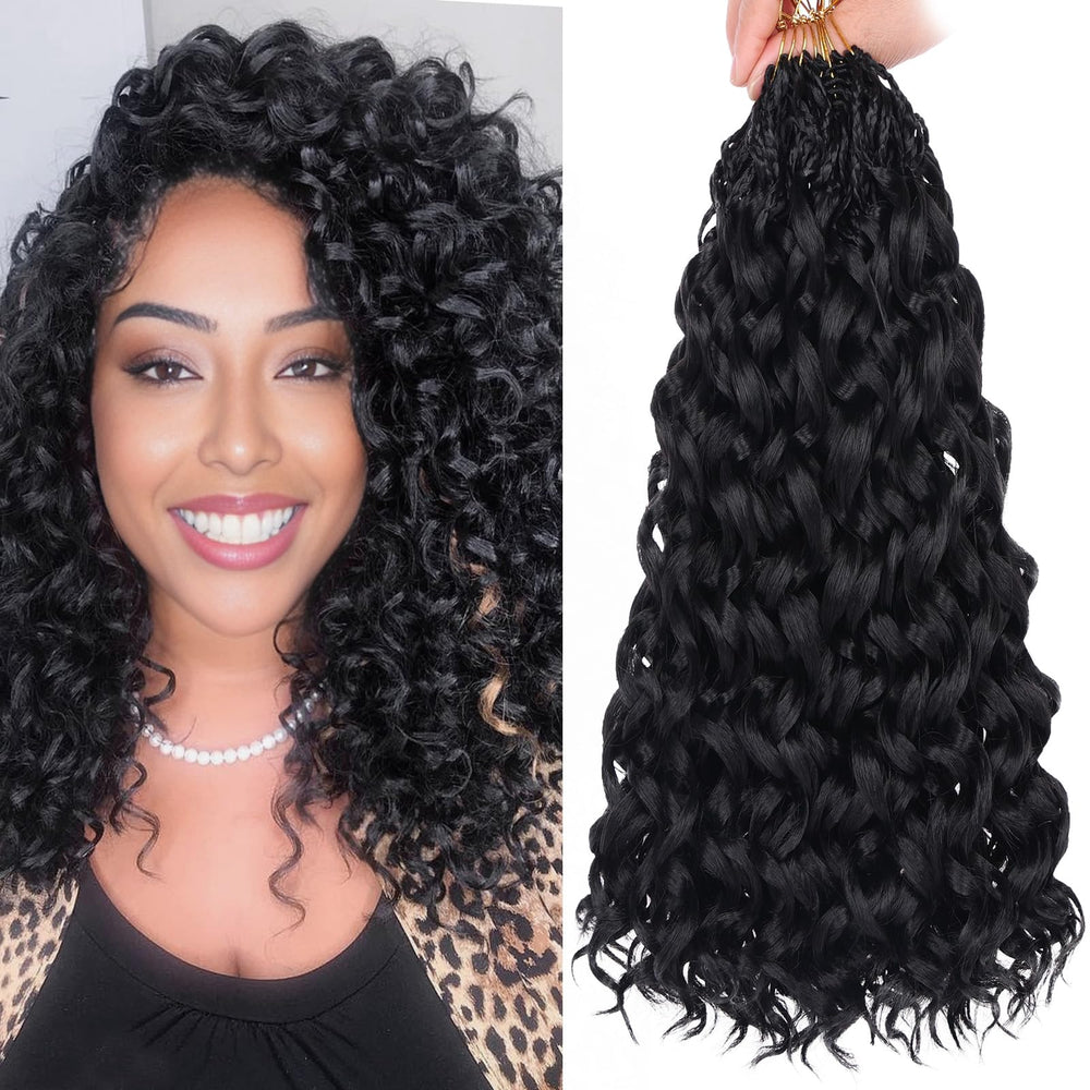 Leeven Gogo Curl 14in crochet hair close-up shows defined ocean wave curls for a natural look