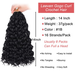 Leeven Gogo Curl crochet hair 14in pre-looped design enables easier installation