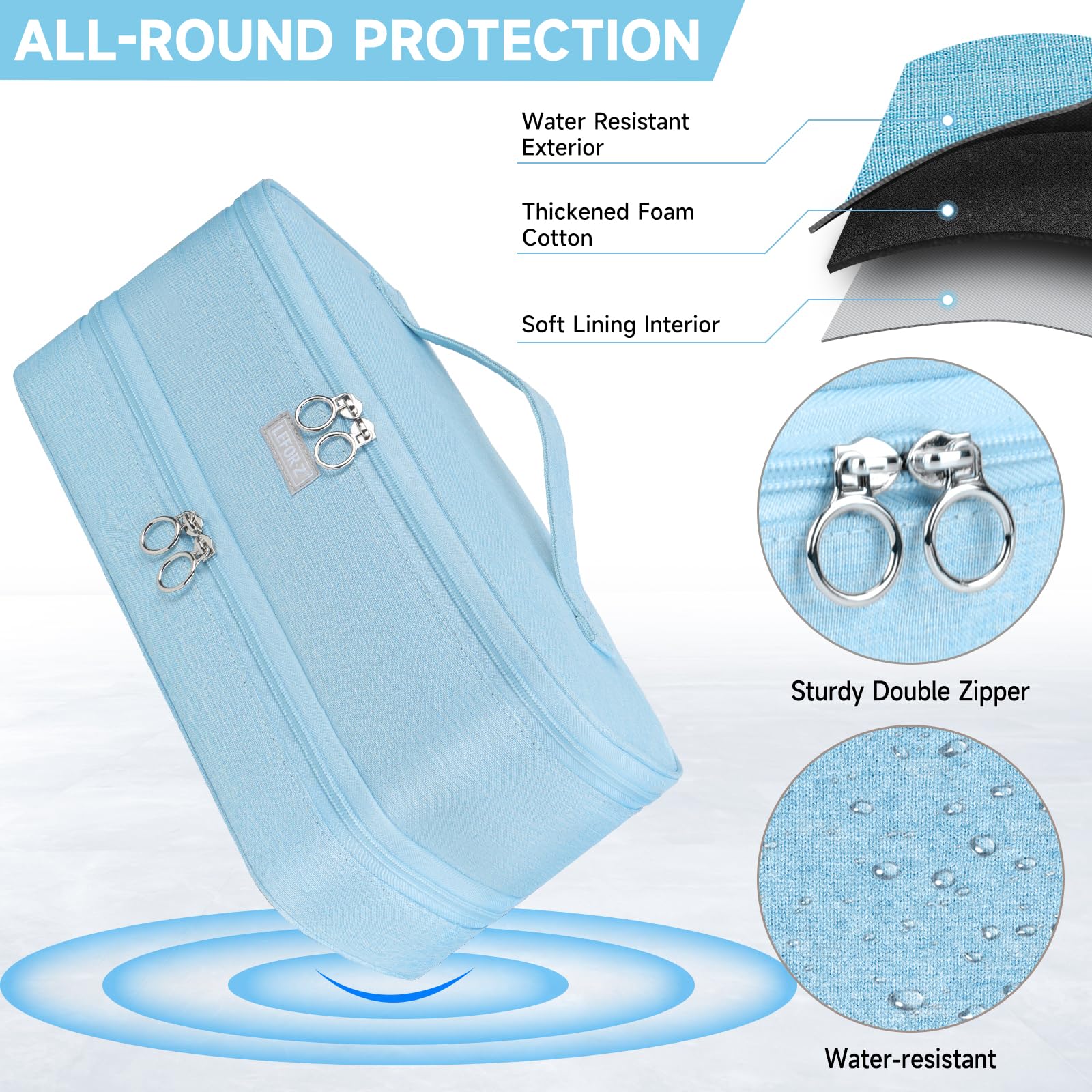 LEFOR-Z travel case with sturdy handle and smooth zippers for transport
