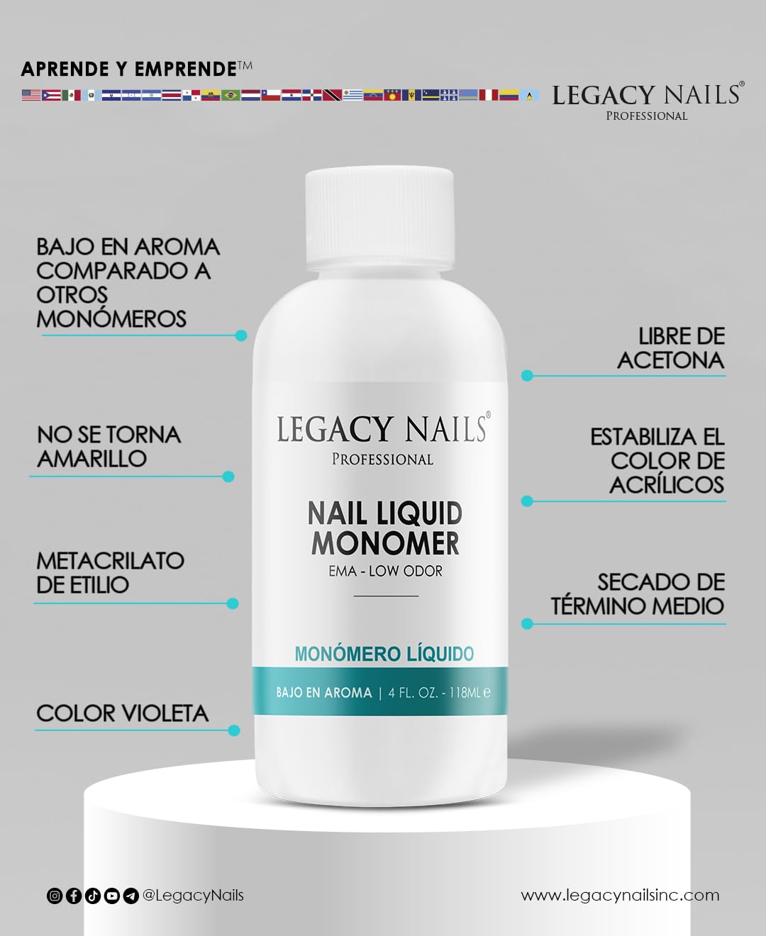 Graphic highlights acetone-free, low-odor formula and user comfort.