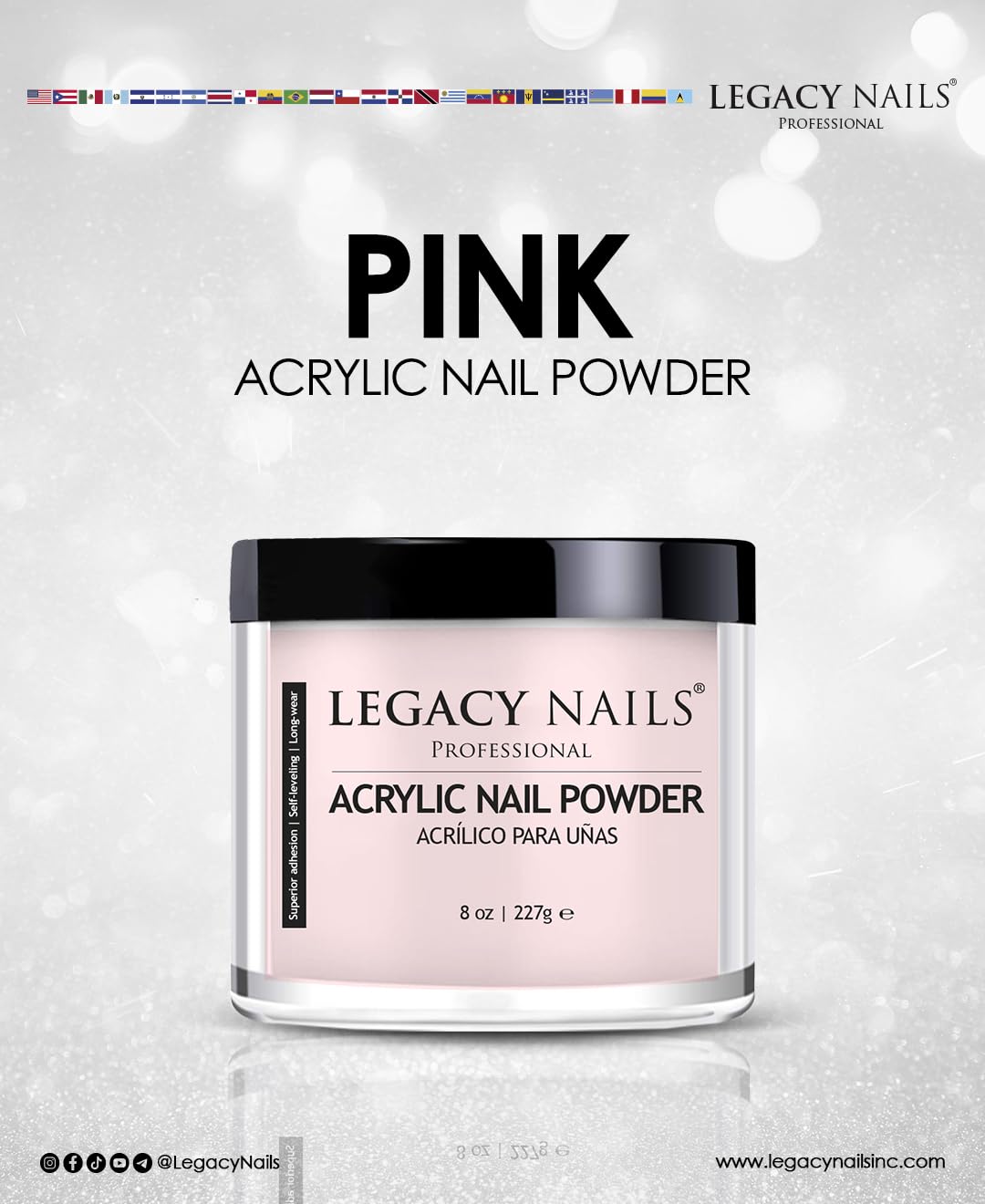 Legacy Nails blending cover acrylics on nail extensions for natural pink look.