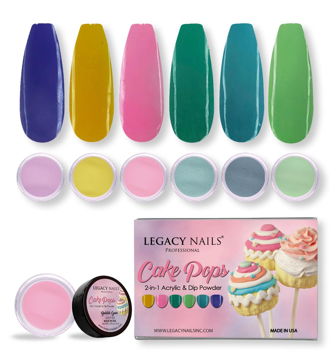 Legacy Nails Cake Pops Collection pastel powders for soft, smooth nail art effects