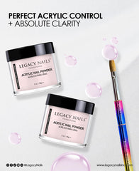 French manicure application using Legacy Nails pink acrylic for natural tips.