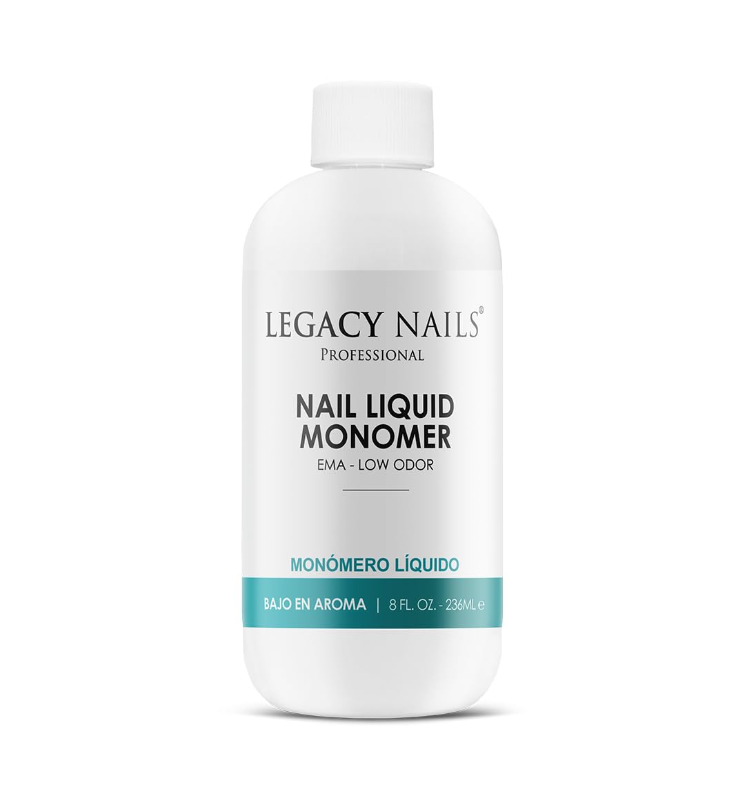 Legacy Nails liquid monomer bottle front view for professional nail extensions with smooth adhesion.