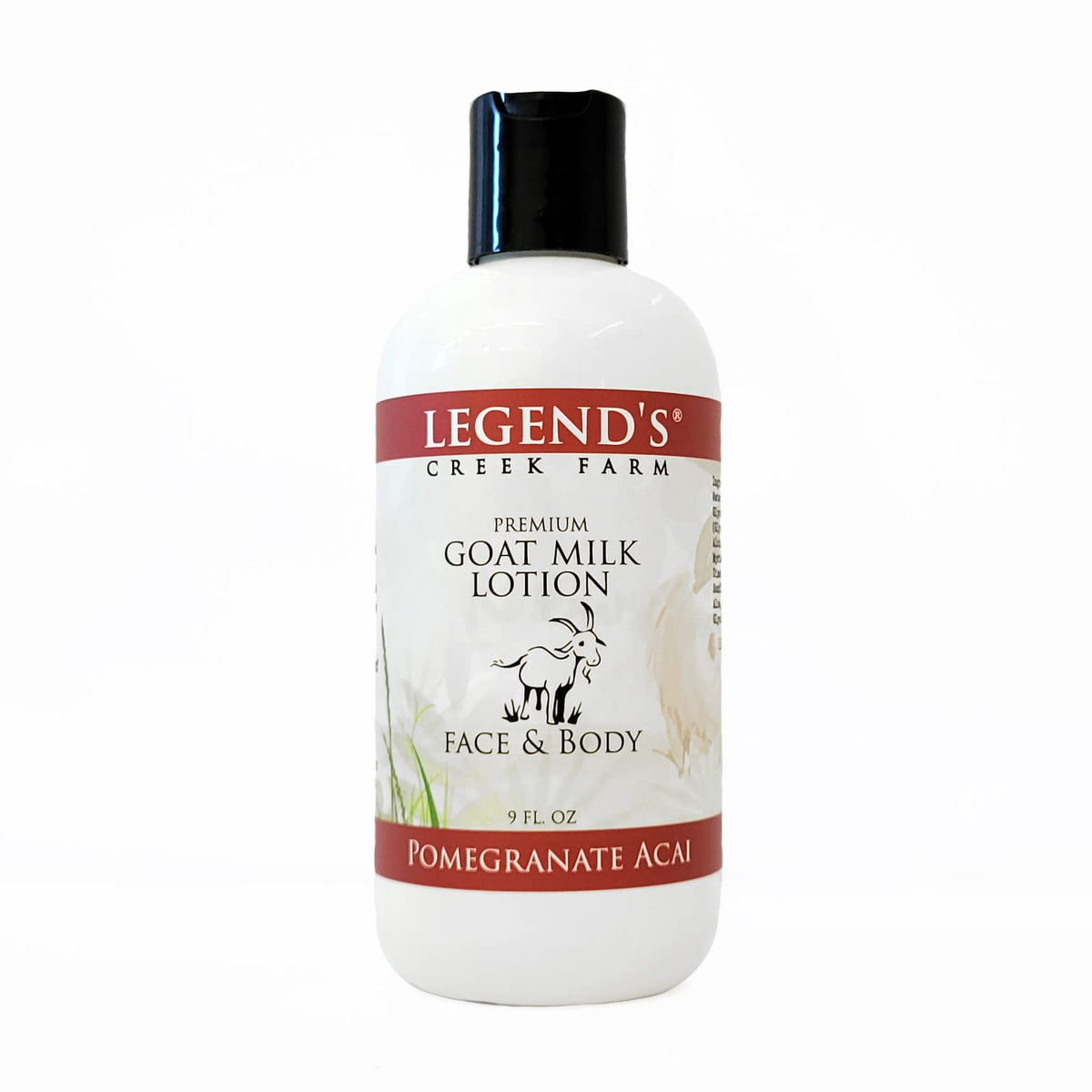 Legend's Creek Goat Milk Lotion bottle on a bathroom shelf providing deep hydration