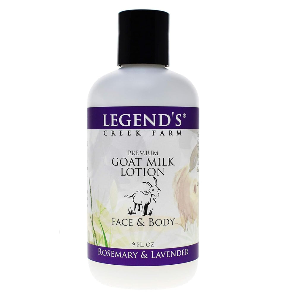 Legends Creek Goat Milk Lotion bottle offering deep hydration for everyday body care.