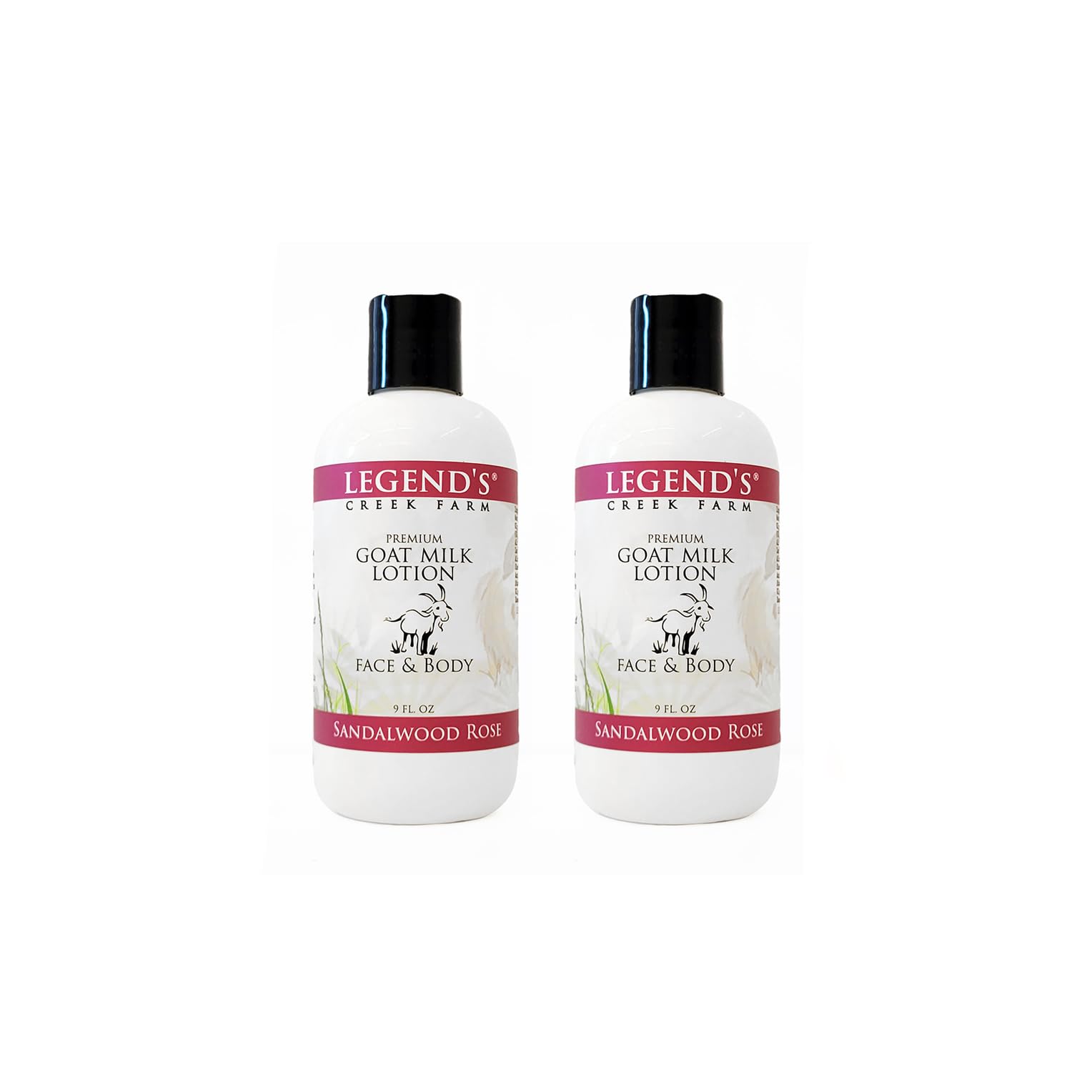 Legend's Creek Goat Milk Lotion bottle delivering rich hydration for body and hands
