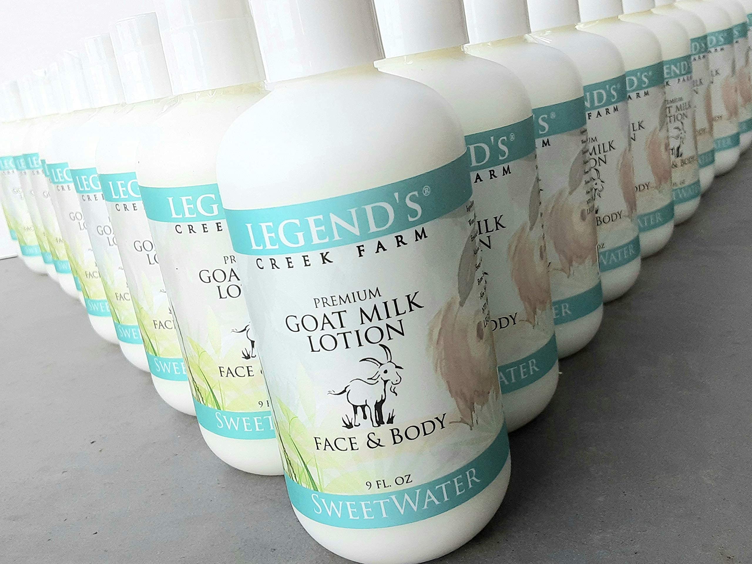 Legend's Creek Goat Milk Lotion for face-use demonstrates gentle daily moisturization.