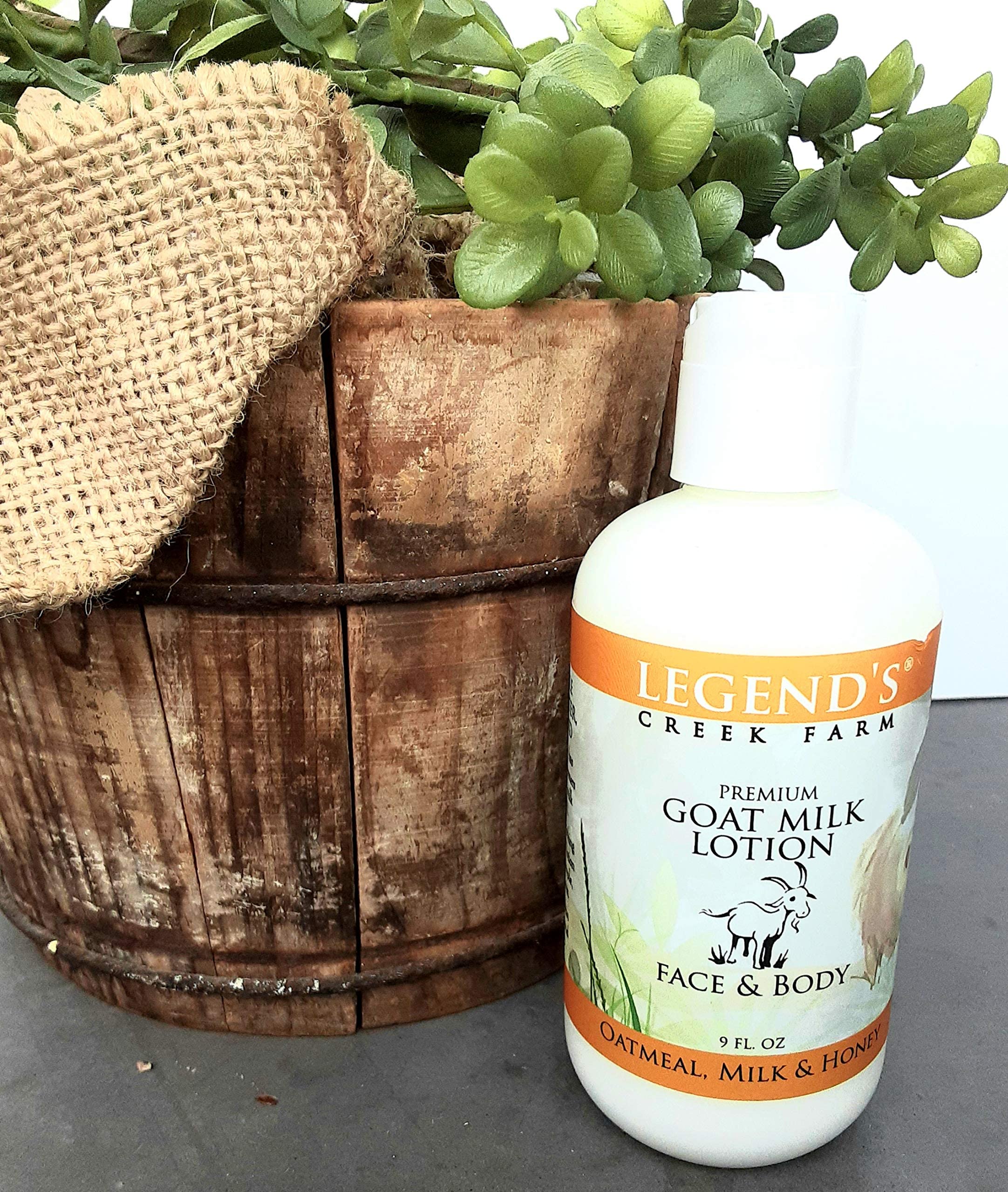 Legends Creek Goat Milk Lotion ingredients scoop showcases shea butter and sunflower oil nourishment.
