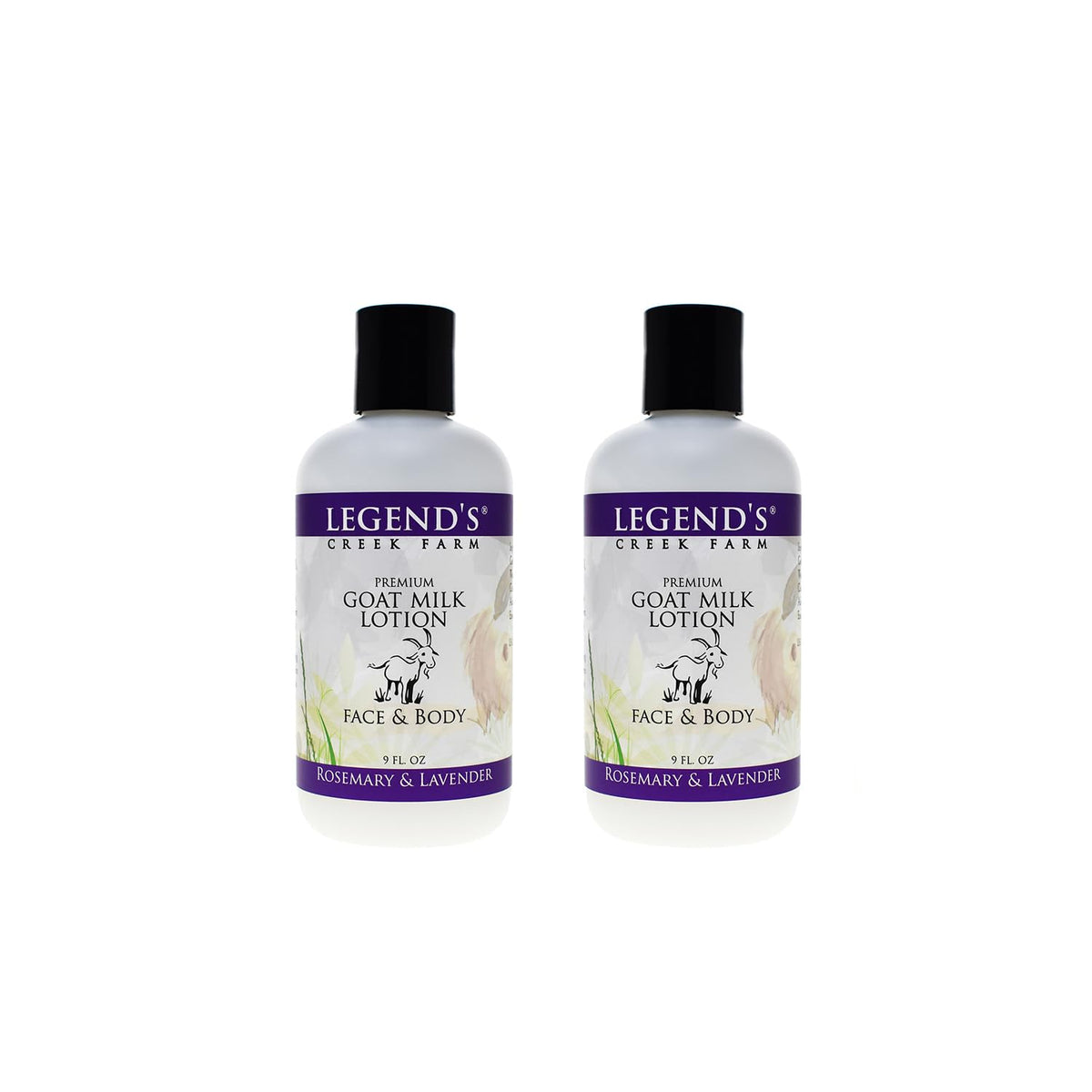 Legend's Creek Goat Milk Lotion bottle with rosemary and lavender for daily hydration