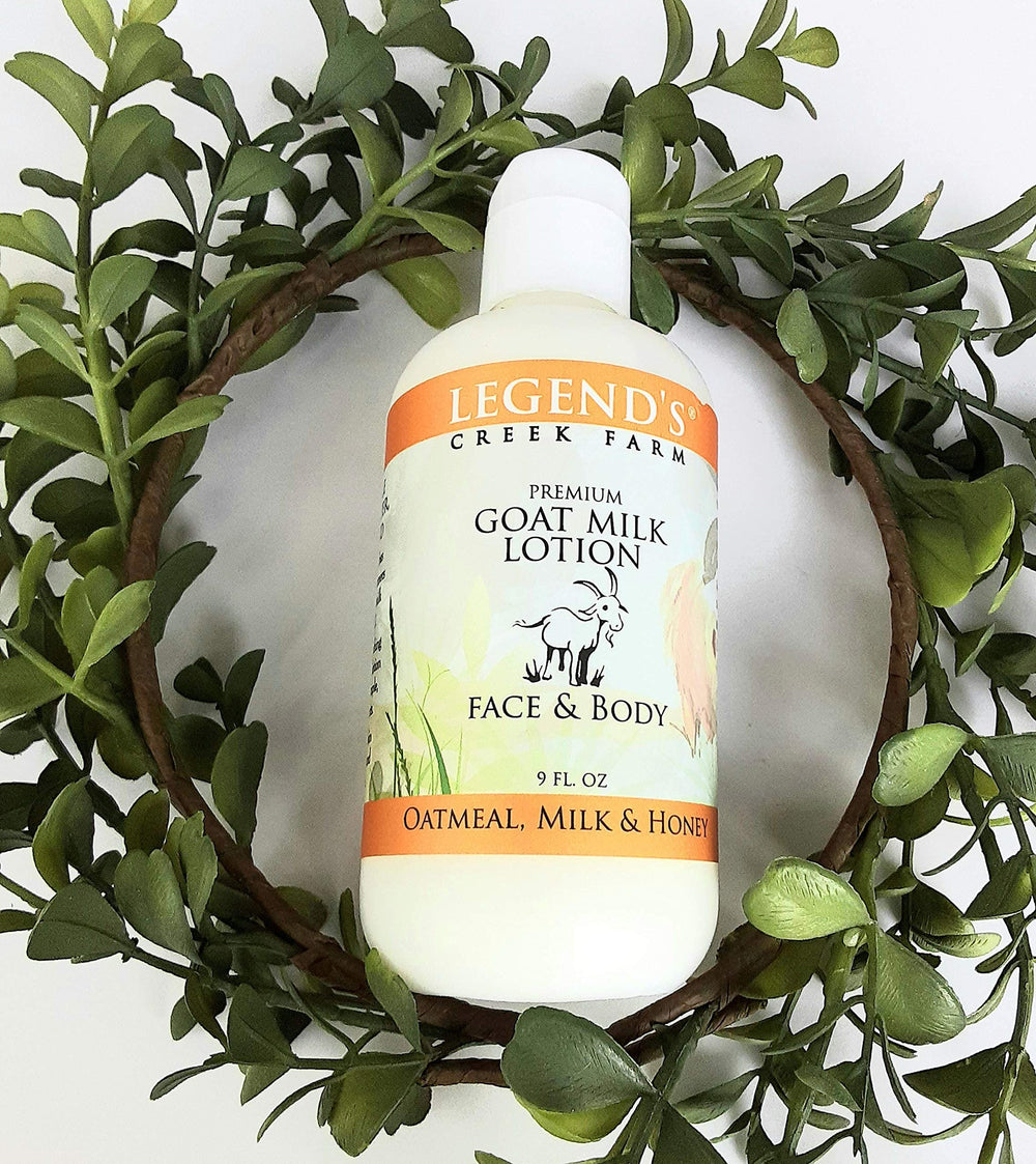 Legends Creek Goat Milk Lotion texture closeup reveals silky, non-greasy hydration.