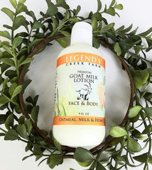 Legends Creek Goat Milk Lotion texture closeup reveals silky, non-greasy hydration.