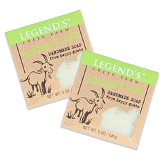 Legend's Creek bergamot lime goat milk soap bar in hand for gentle cleansing