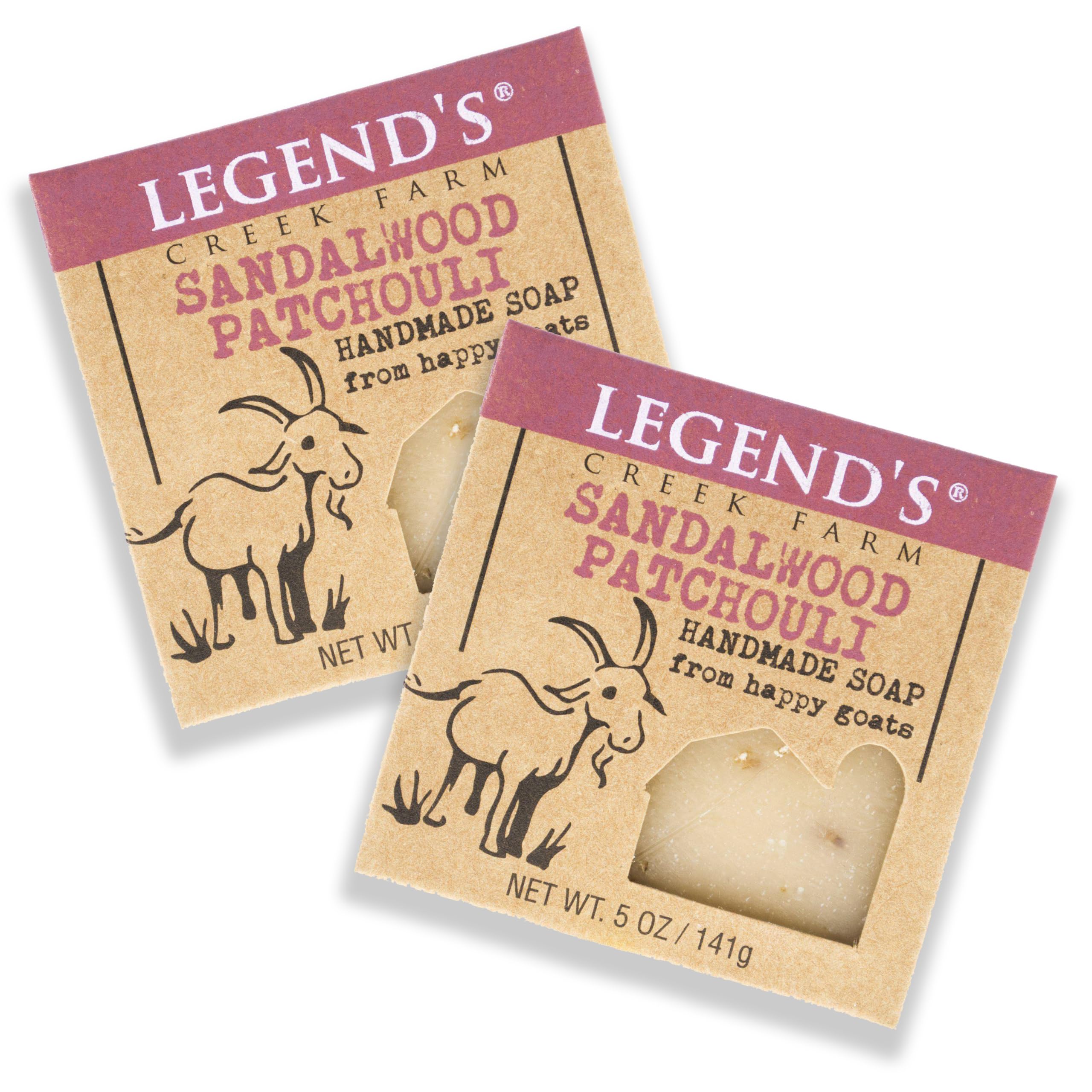 Legends Creek goat milk soap sandalwood patchouli 2-pack with creamy lather for sensitive skin