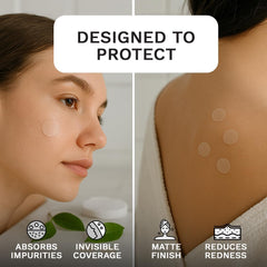 LE GUSHE tea tree oil patches on a blemish delivering soothing, antibacterial benefits.