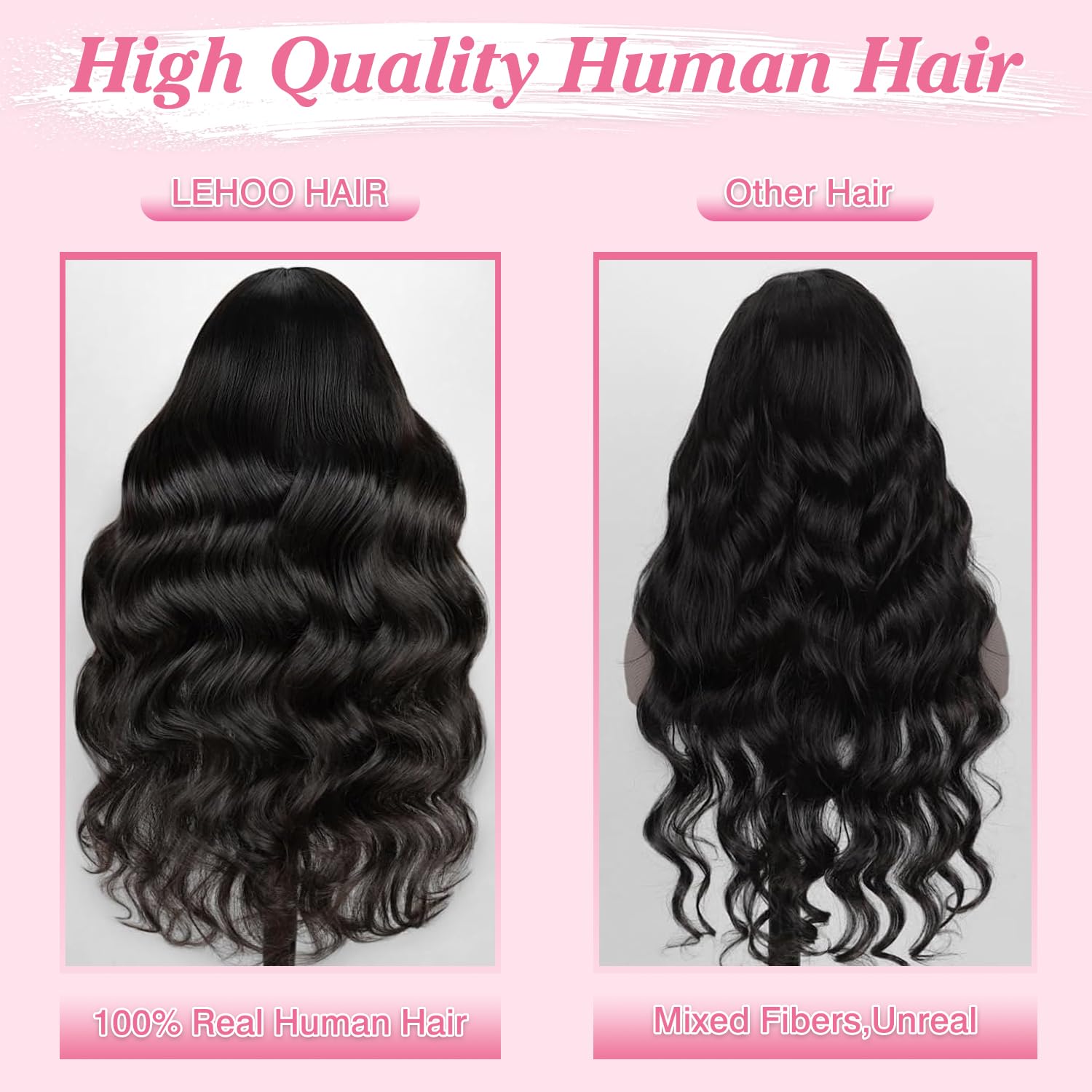 LEHOO wig with pre-plucked baby hair for seamless parting and depth.