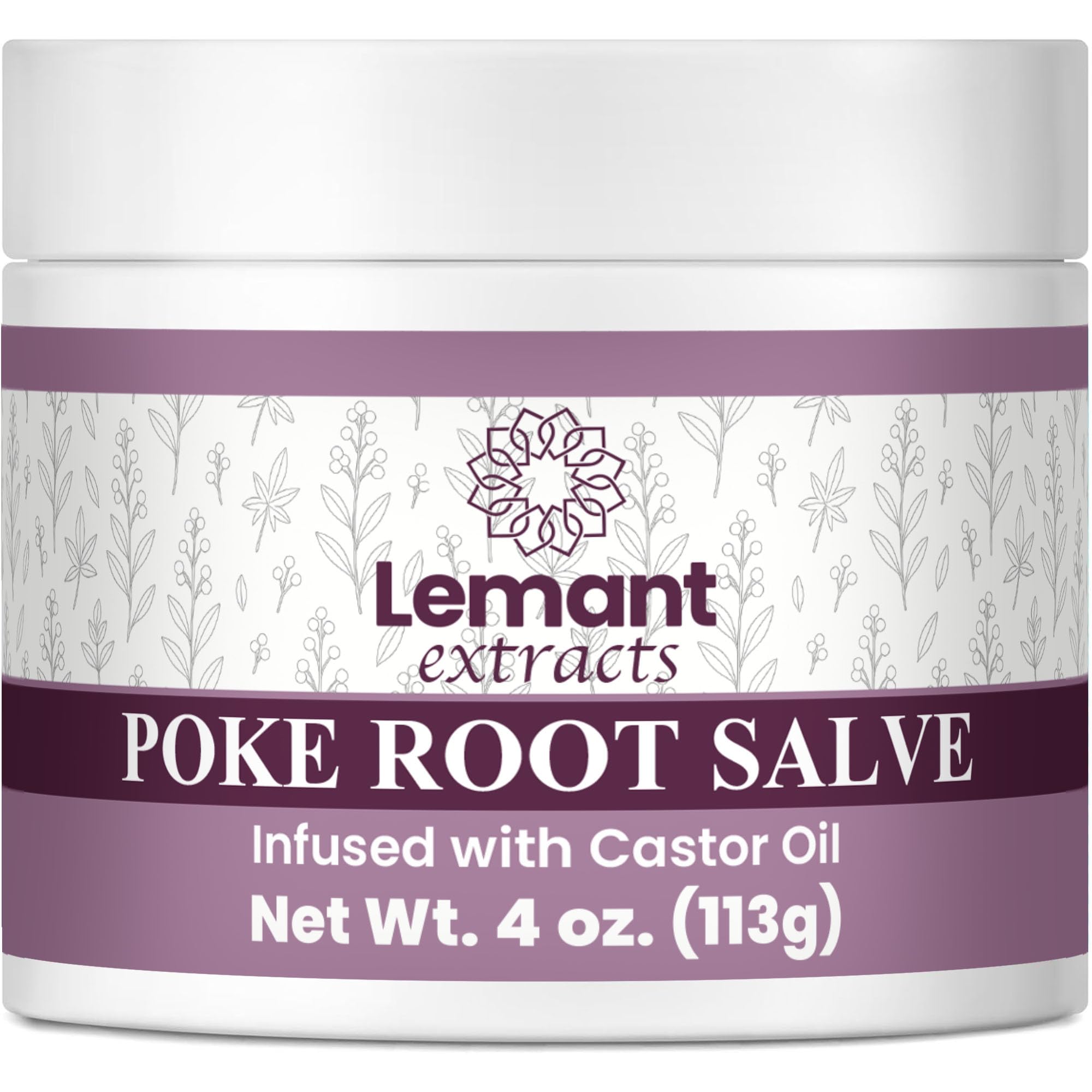 Lemant Organic Poke Root Salve bottle shows herbal blend for daily skin care
