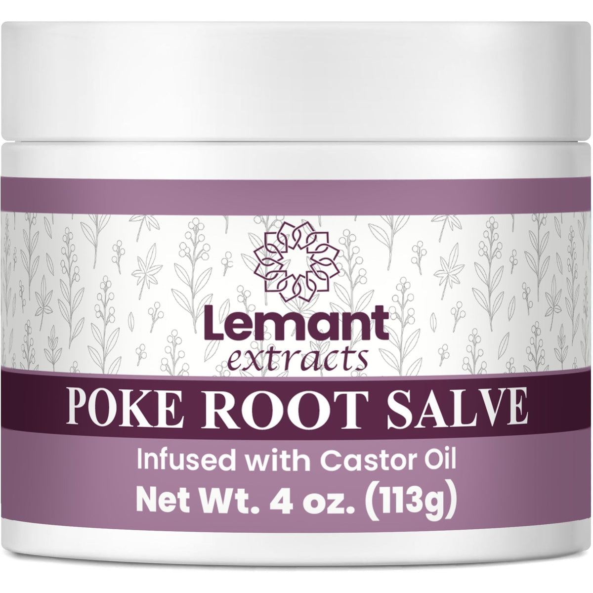 Lemant Organic Poke Root Salve bottle shows herbal blend for daily skin care