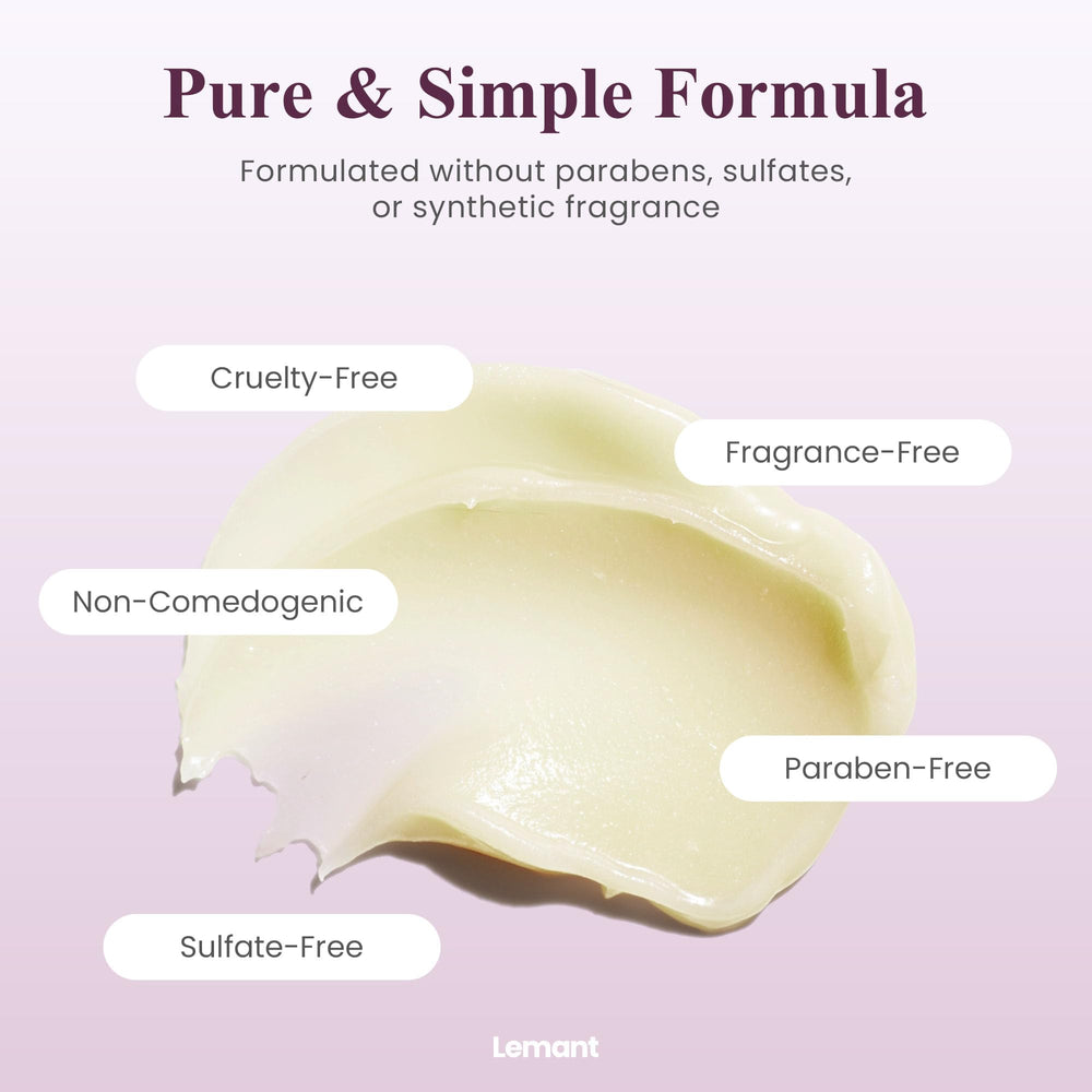 Shea and cocoa butter balm jar from Lemant conveys rich, non-greasy moisture