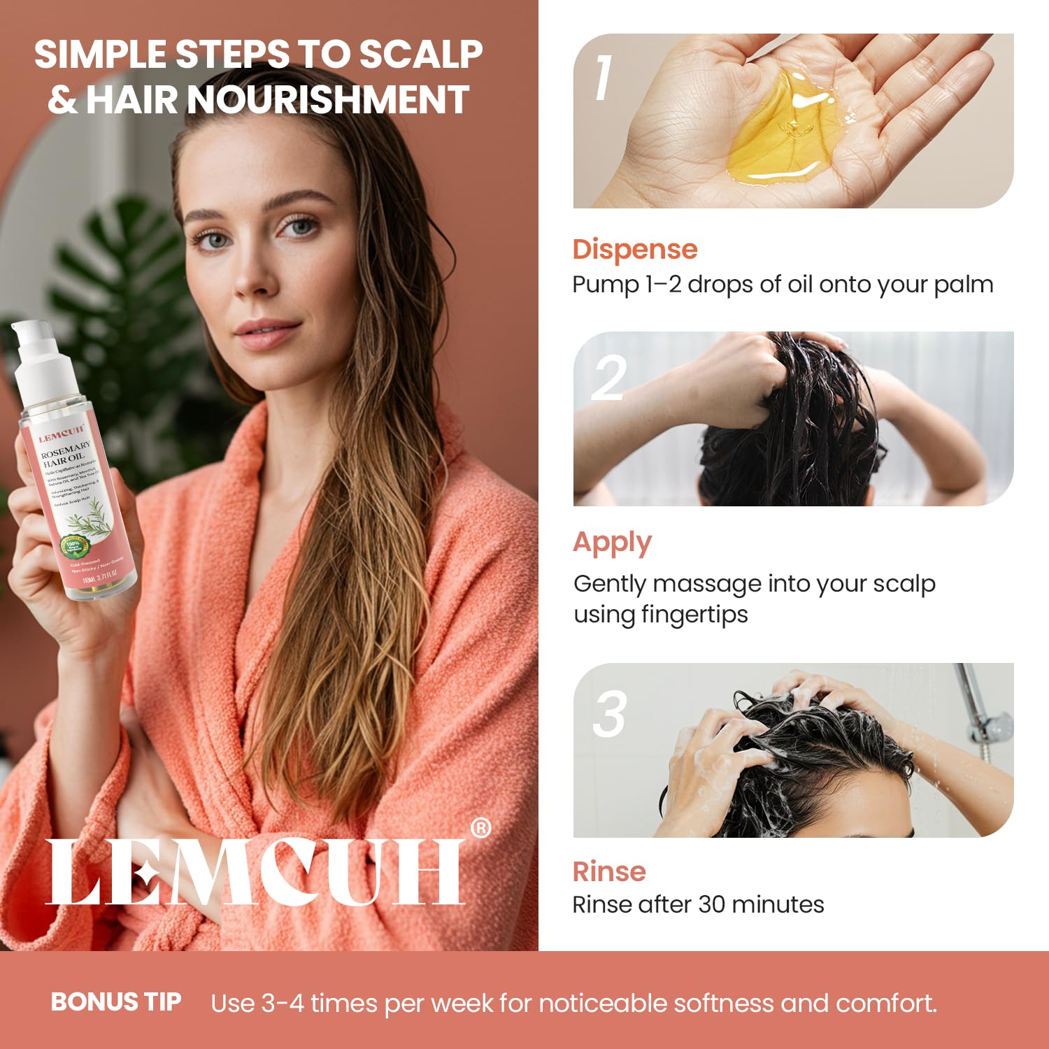 Lemcuh color-treated safe formula shown on healthy-looking hair.