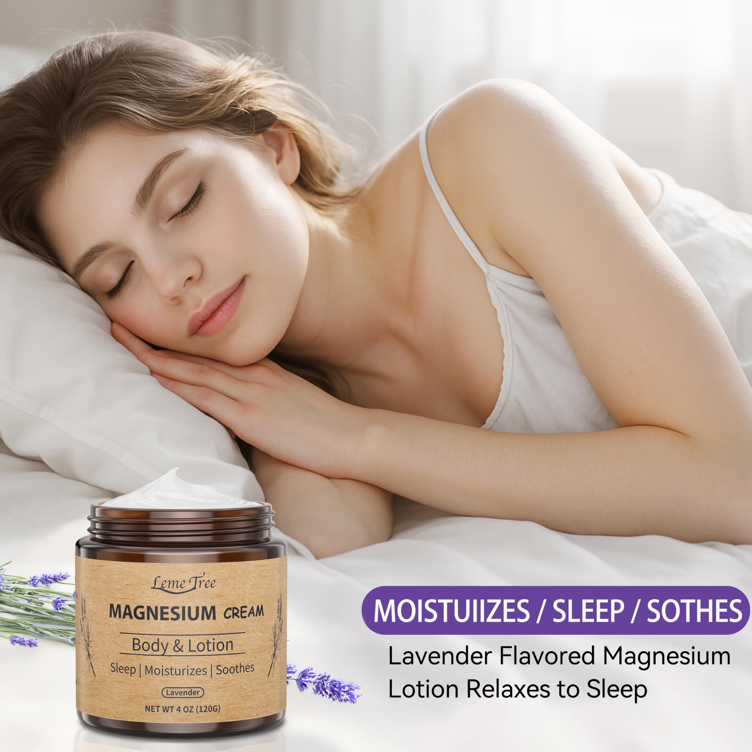LemeTree magnesium cream applied to arms for soothing moisture.