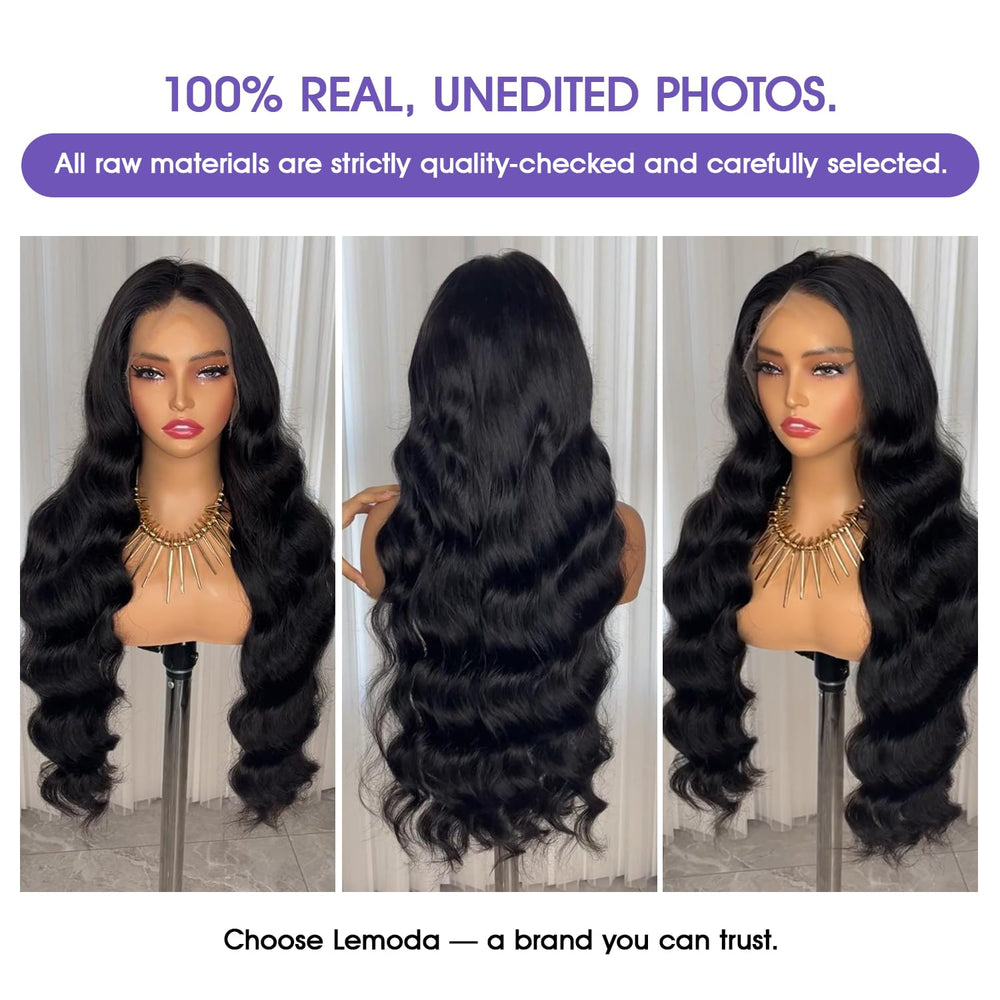 Lemoda 13x6 full lace frontal wig side view showing realistic scalp and fit
