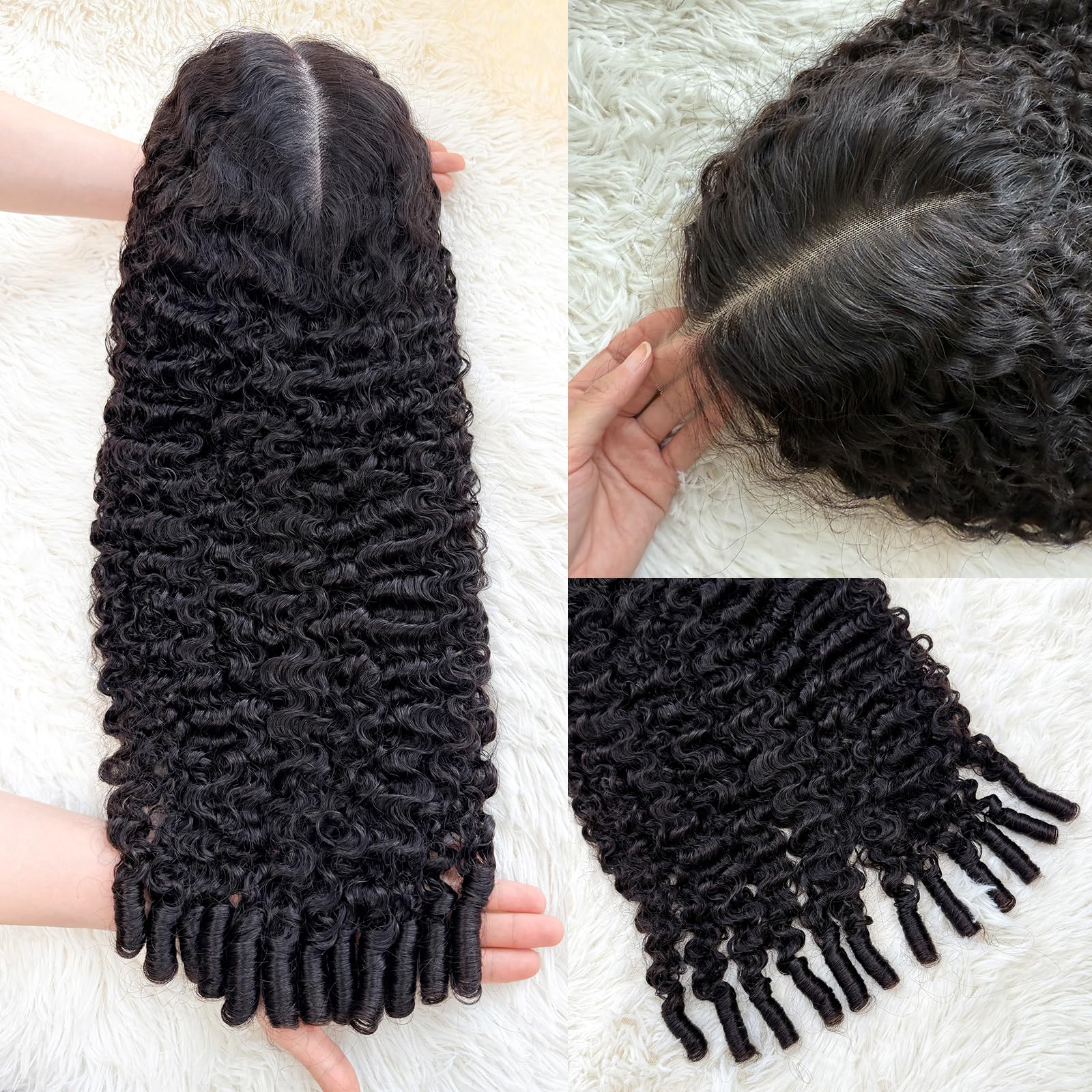 Lemoda Burmese curly 13x6 wig closeup highlights hair strand texture and luster