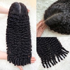 Lemoda Burmese curly 13x6 wig closeup highlights hair strand texture and luster