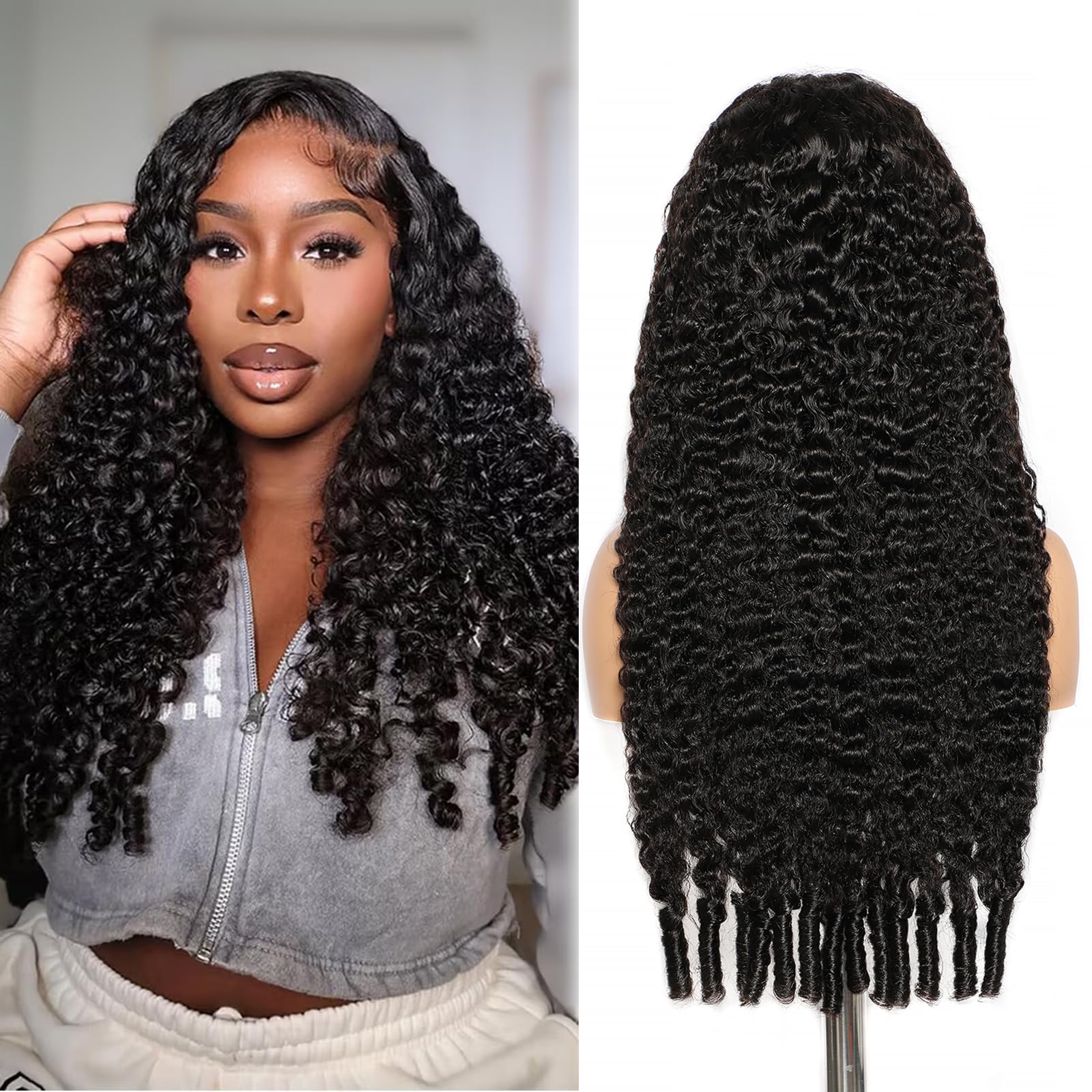 Lemoda Burmese curly 13x6 wig front view shows natural hairline for seamless styling