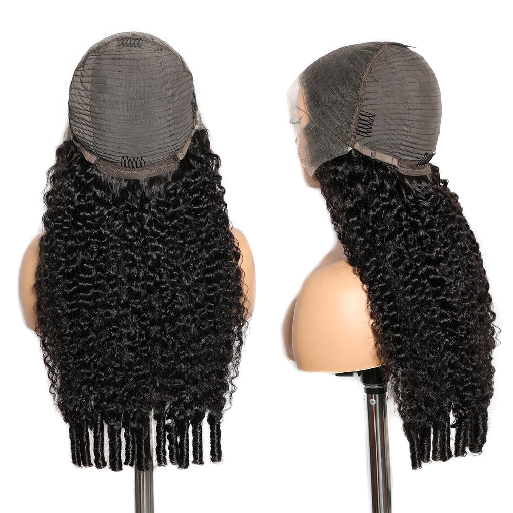 Lemoda Burmese curly 13x6 wig side part demonstrates versatile parting options