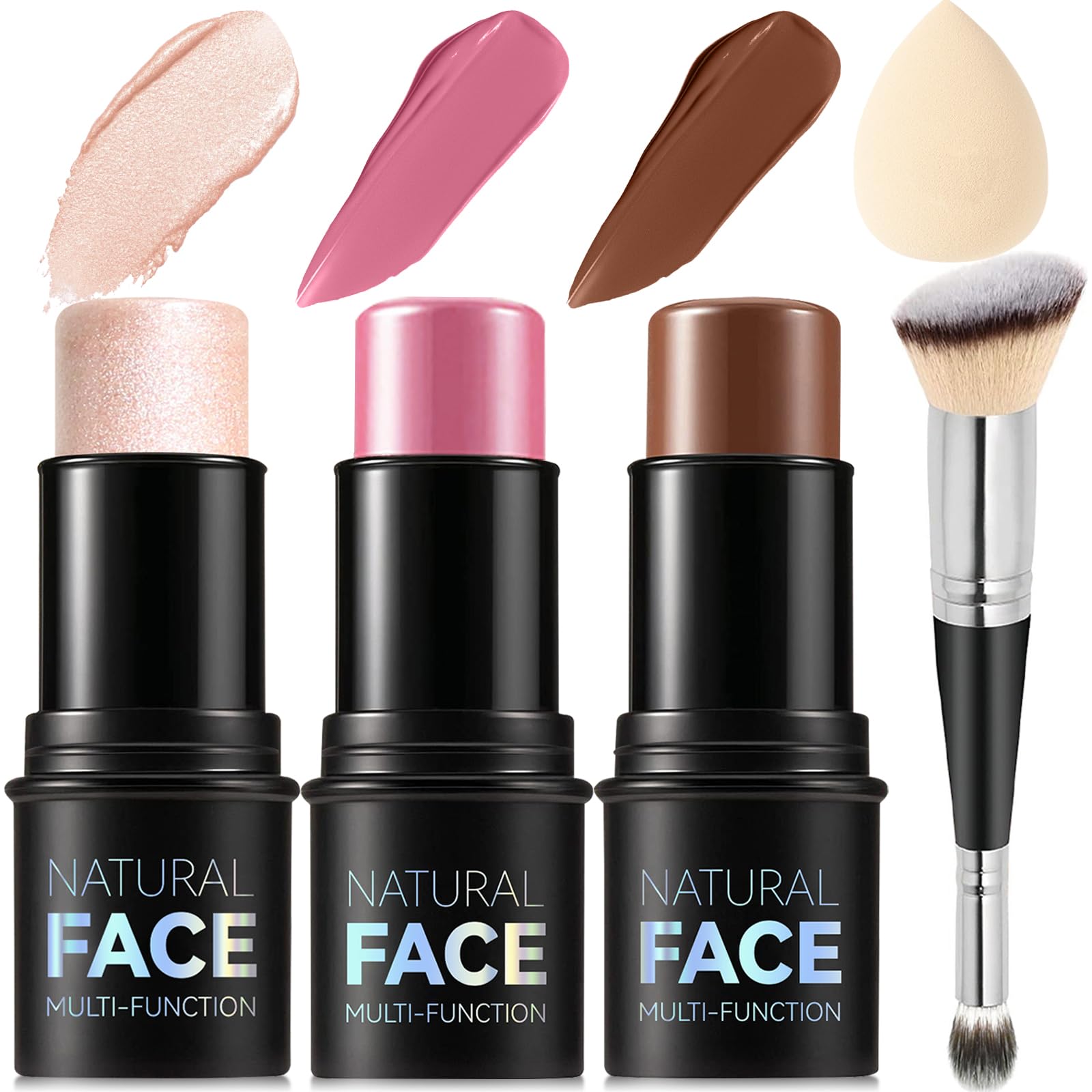 LemonSac 3Pcs contour kit swatch on cheek for a natural blush-bronzer-highlighter blend