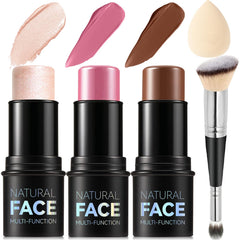 LemonSac 3Pcs contour kit swatch on cheek for a natural blush-bronzer-highlighter blend