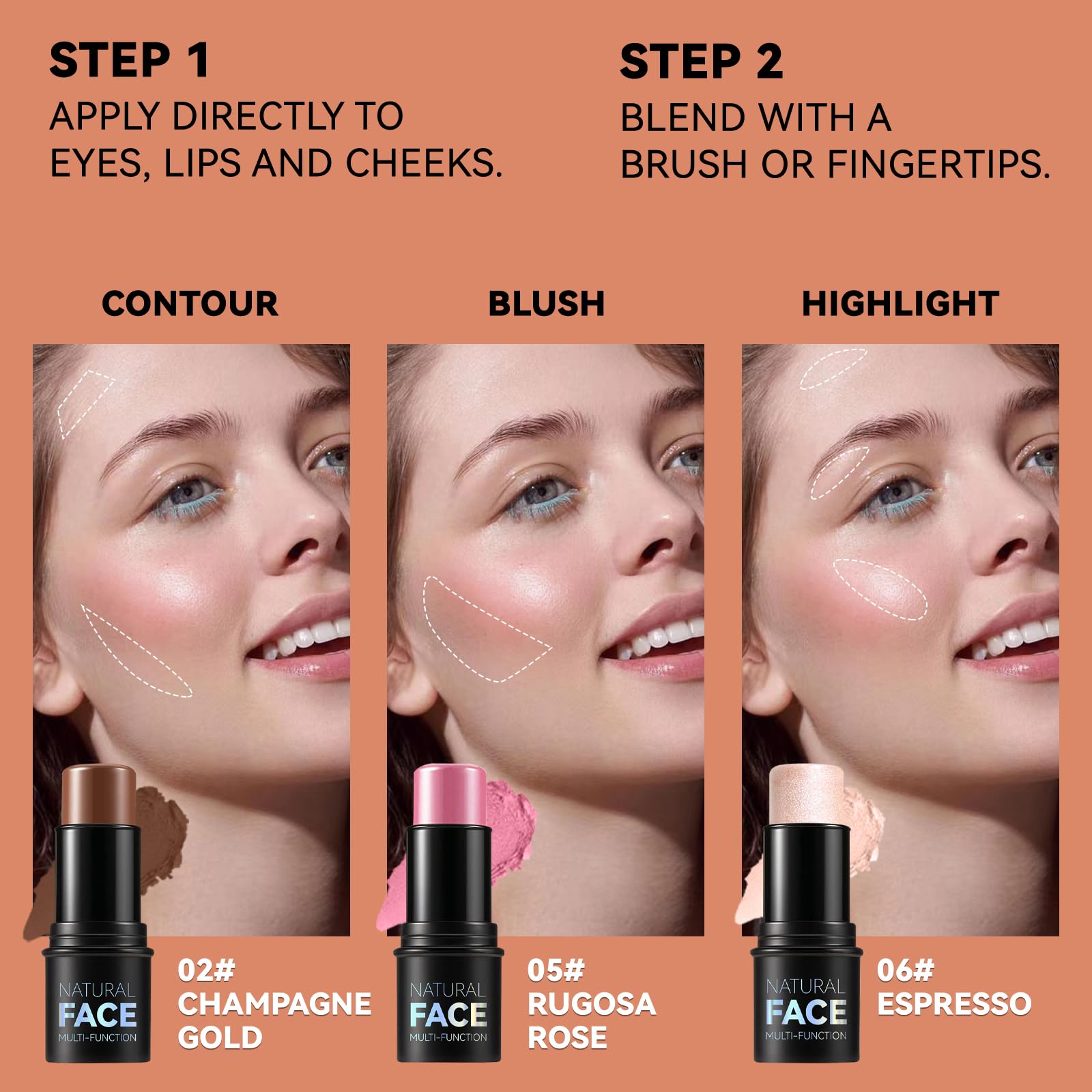LemonSac contour swatch on cheek for precise sculpted definition