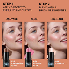 LemonSac contour swatch on cheek for precise sculpted definition