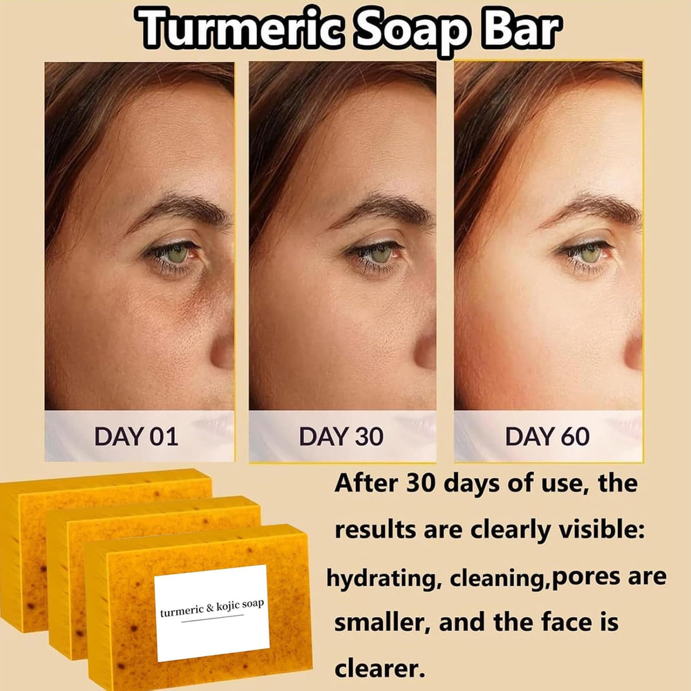 Lemon Turmeric Kojic Soap with foam net for rich lather and thorough cleansing.