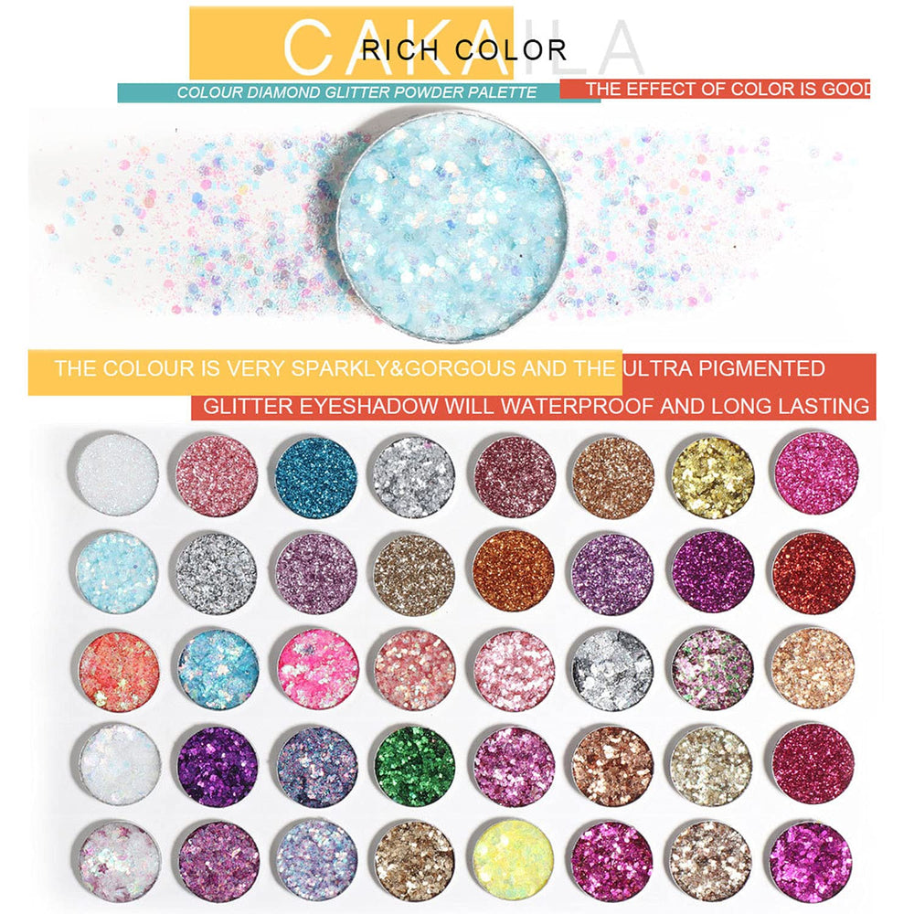LemonSac Glitter Eyeshadow Palette metallic shimmer close-up showing rich pigment.