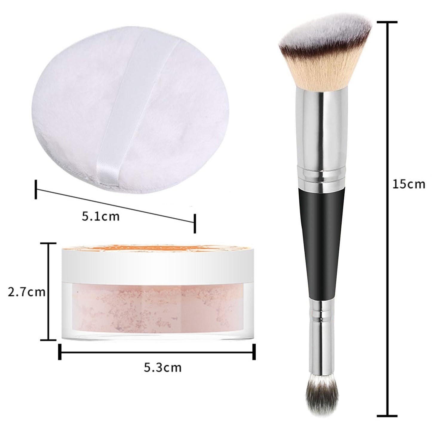 LemonSac loose powder kit with two tools supports precise makeup setting.