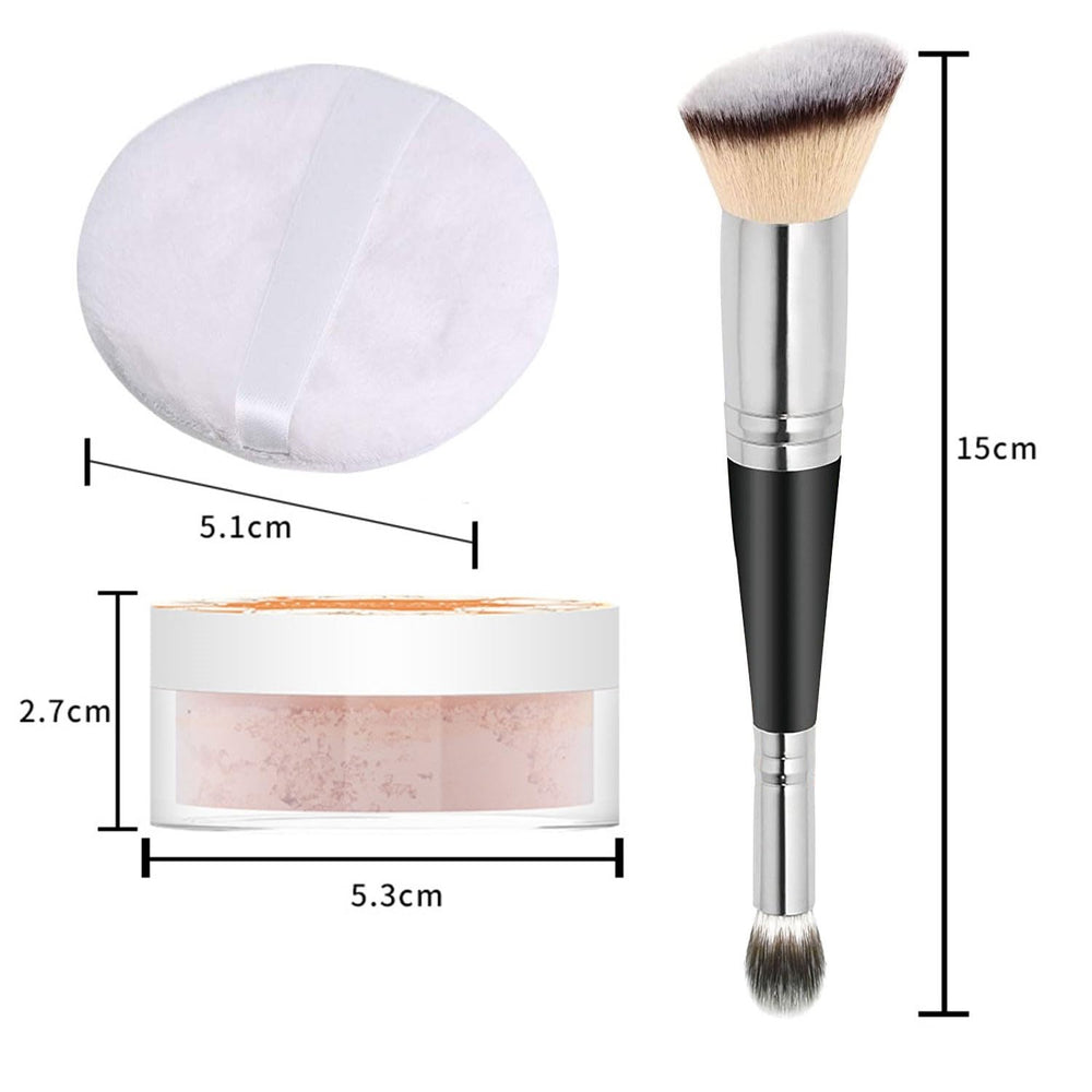 LemonSac loose powder kit with two tools supports precise makeup setting.