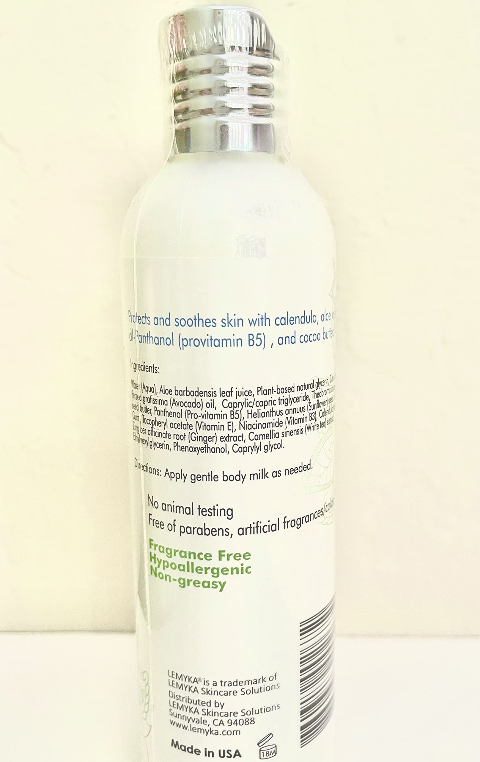 LEMYKA cream tub with label communicates fragrance-free formulation.