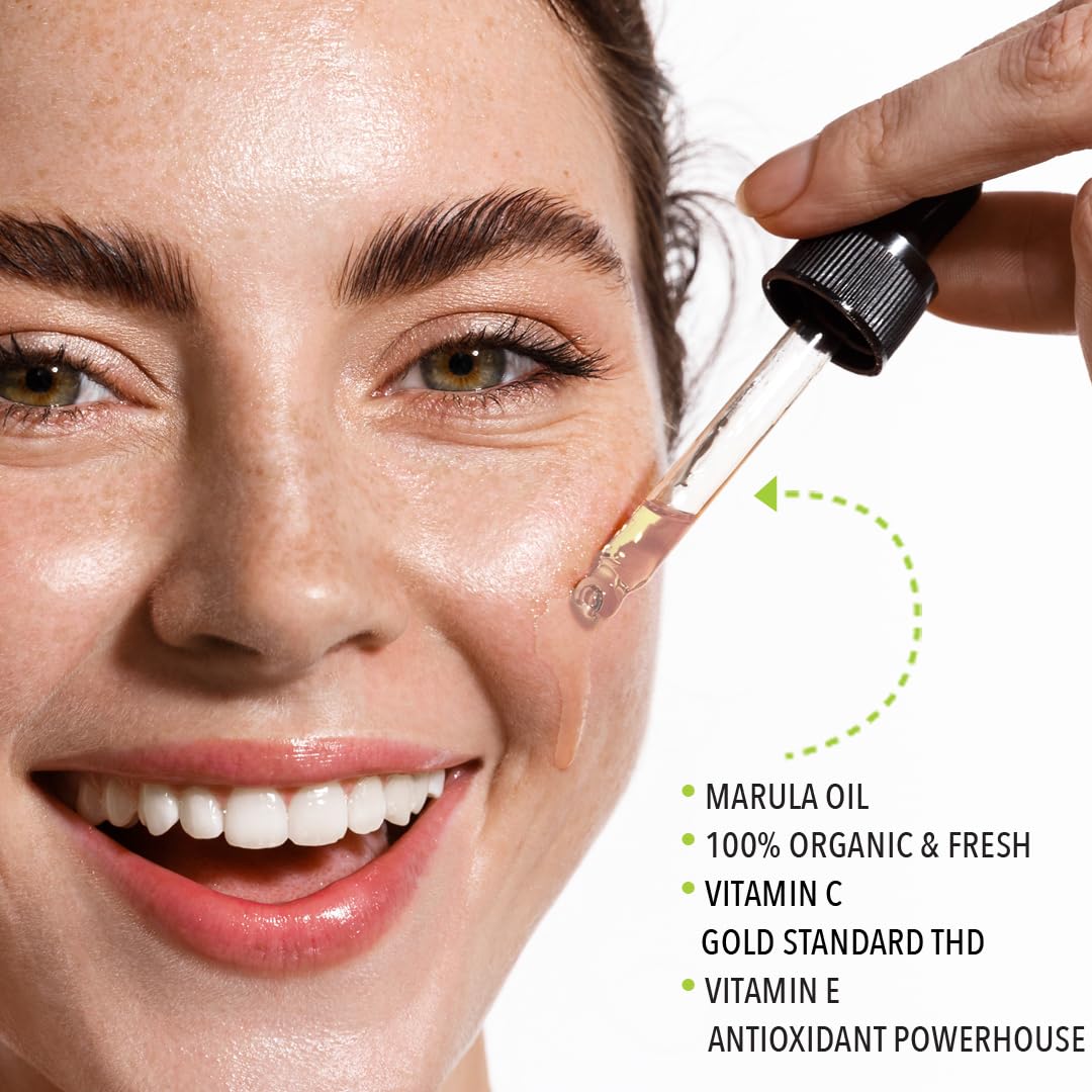 Lemyn Organics THD Vitamin C bottle highlights antioxidant protection for skin