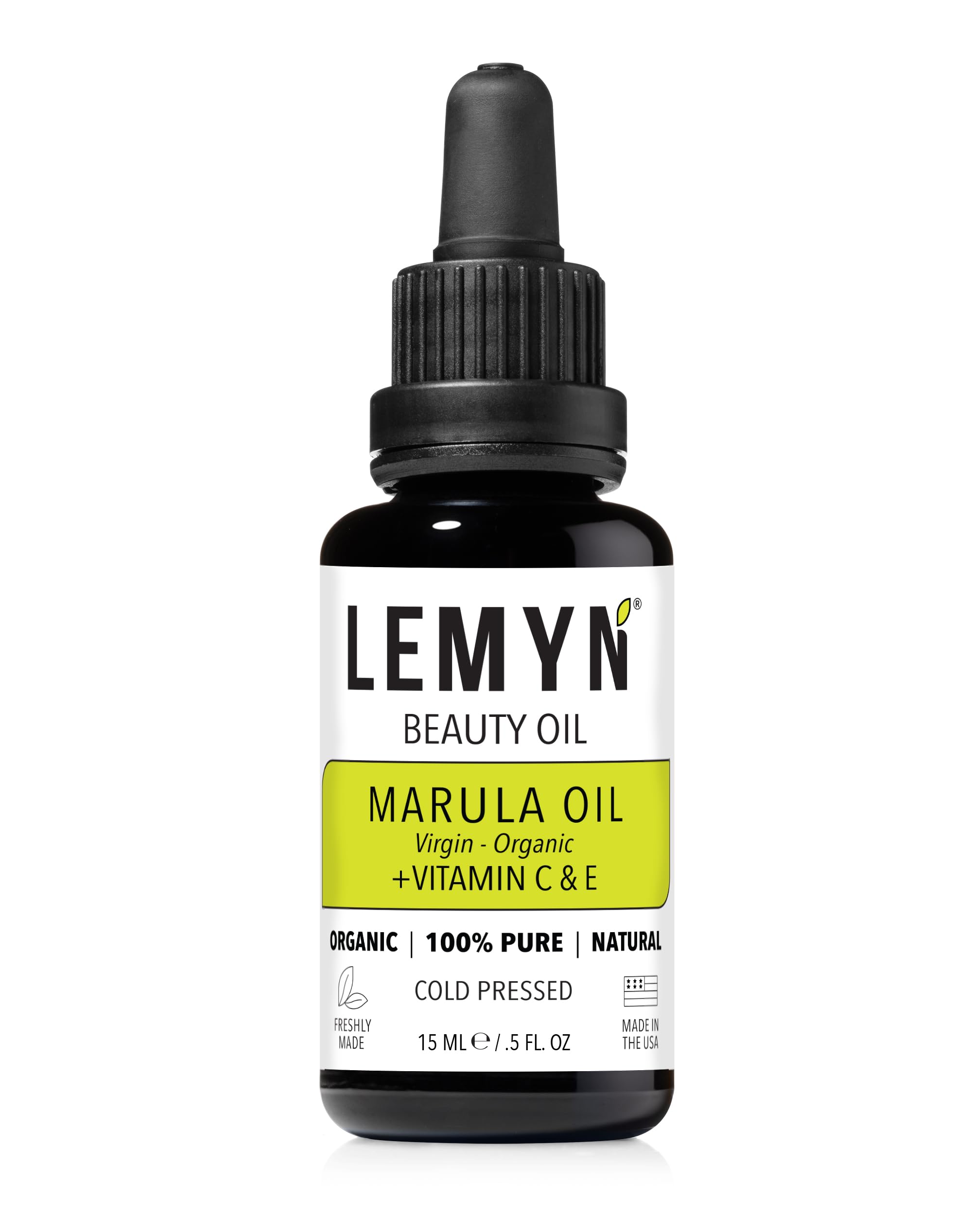 Lemyn Organics Virgin Marula Oil bottle for deep hydration and glow