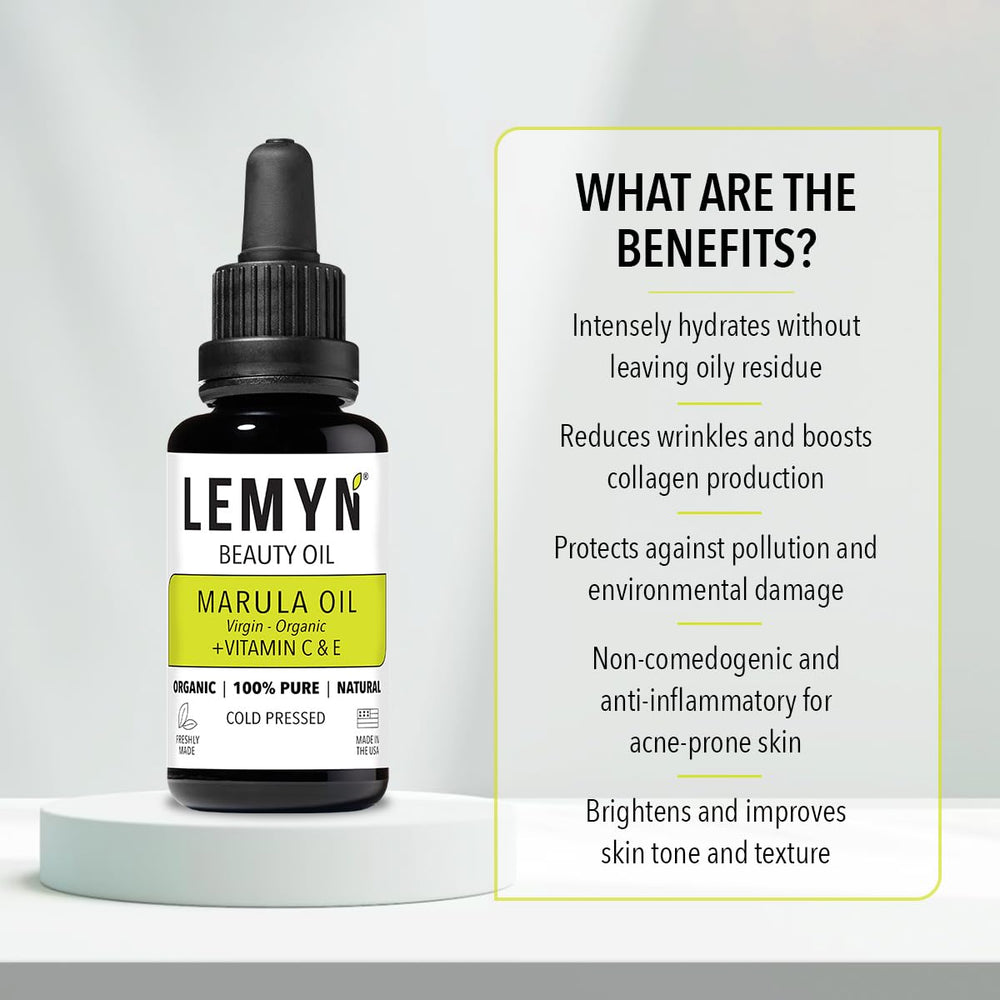 Lemyn Organics Virgin Marula Oil being poured for quick absorption and silky feel