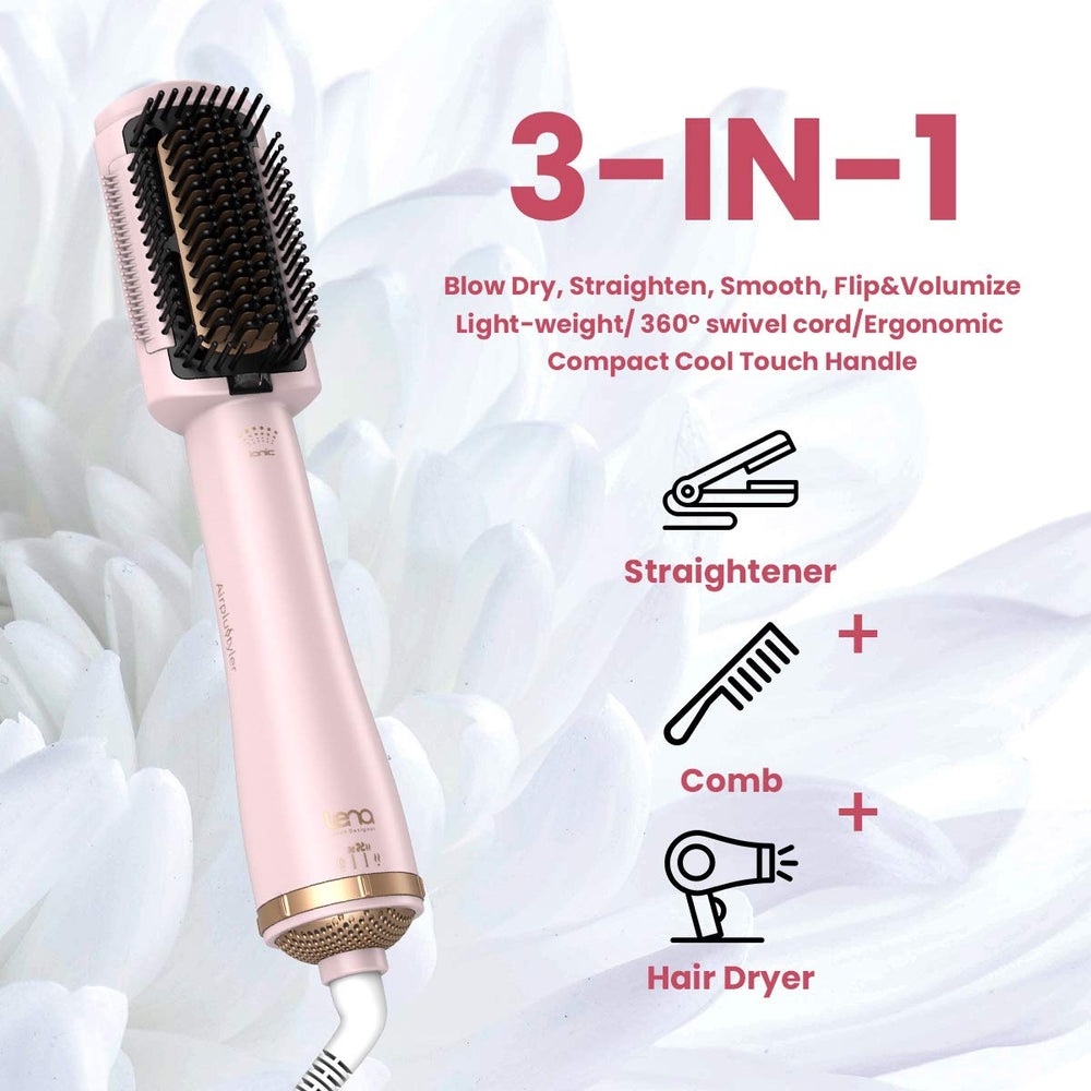 LENA Hair Straightener Brush Dryer Pink anti-scald housing for safety