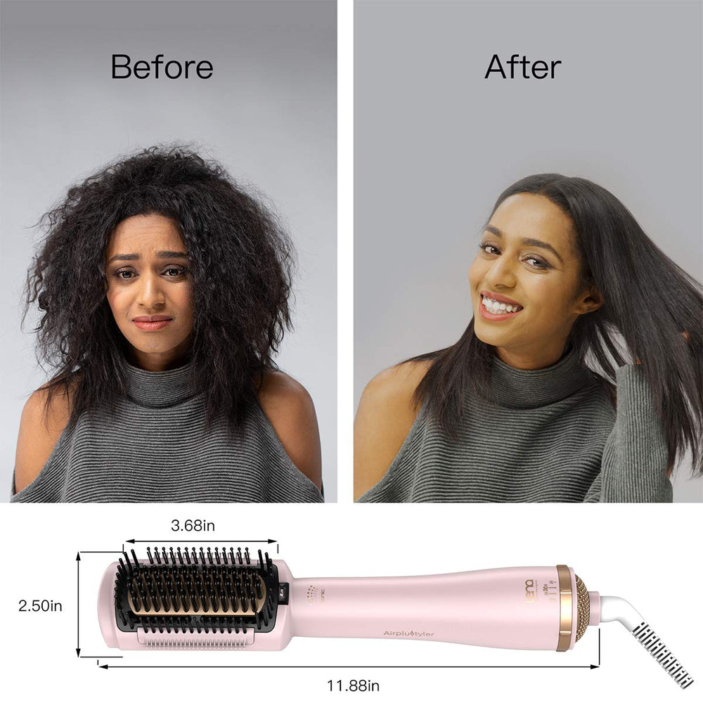 LENA Hair Straightener Brush Dryer Pink easy grip handle for comfort